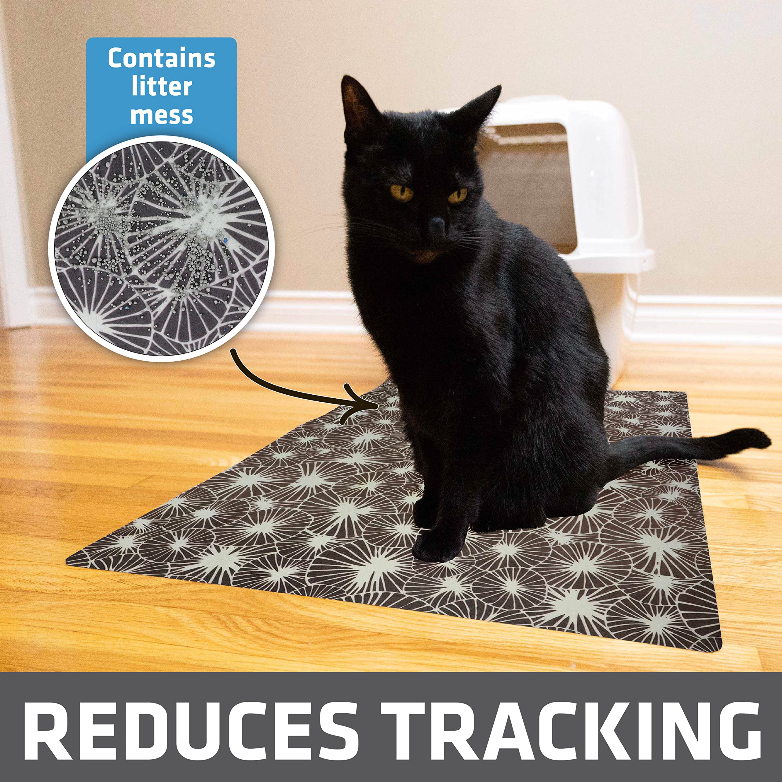 Drymate Original Cat Litter Mat, Contains Mess From Box For Cleaner Floors, Urine-Proof, Soft On Kitty Paws -Absorbent/Waterproof- Machine Washable, Durable (Usa Made) (20”X28”)(Kahopo Grey)