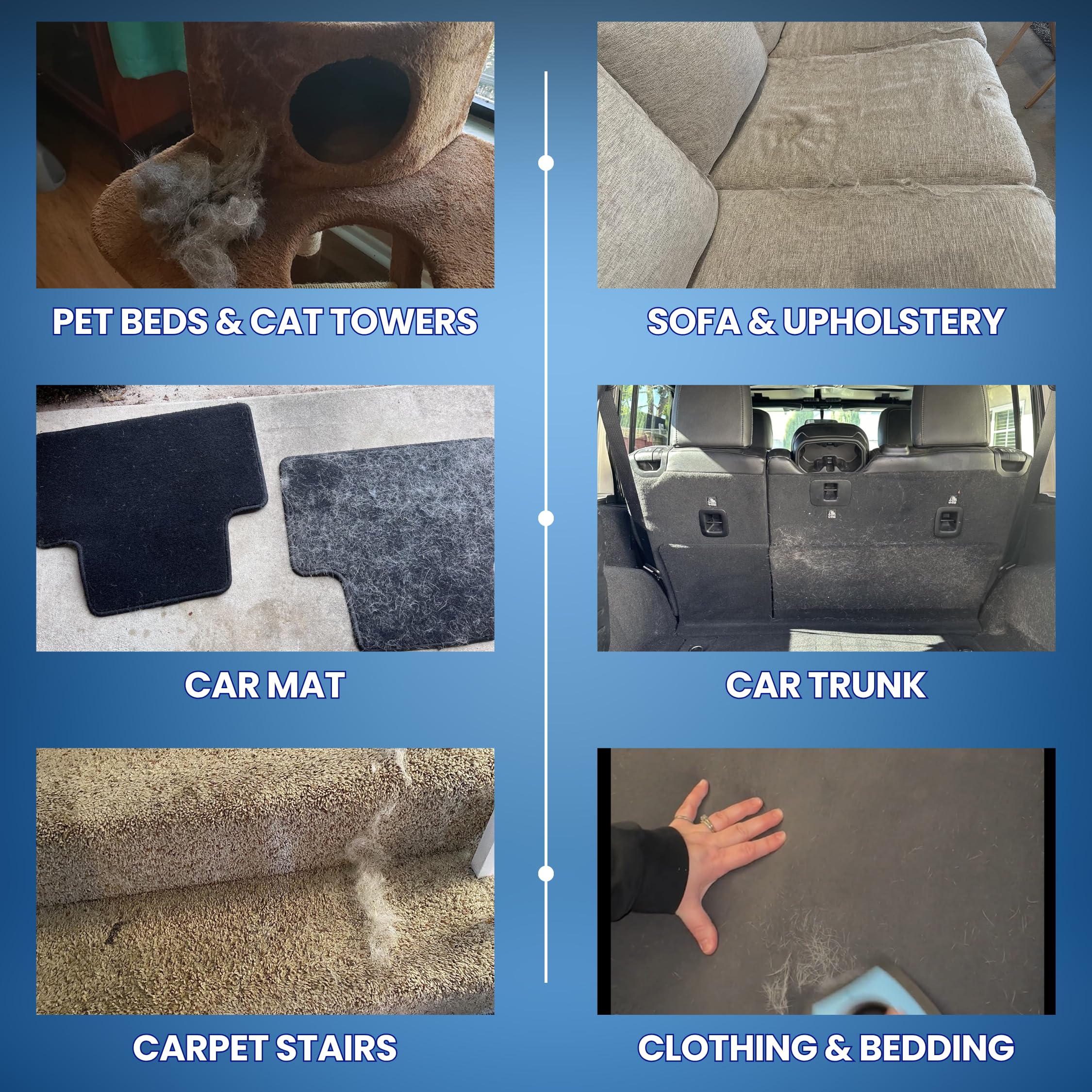 Pet Hair Removal Tool for Car Detailing - 2025 Upgrade Dog Hair Remover for Car Auto, Couch, Carpet & Furniture - Reusable Pet H