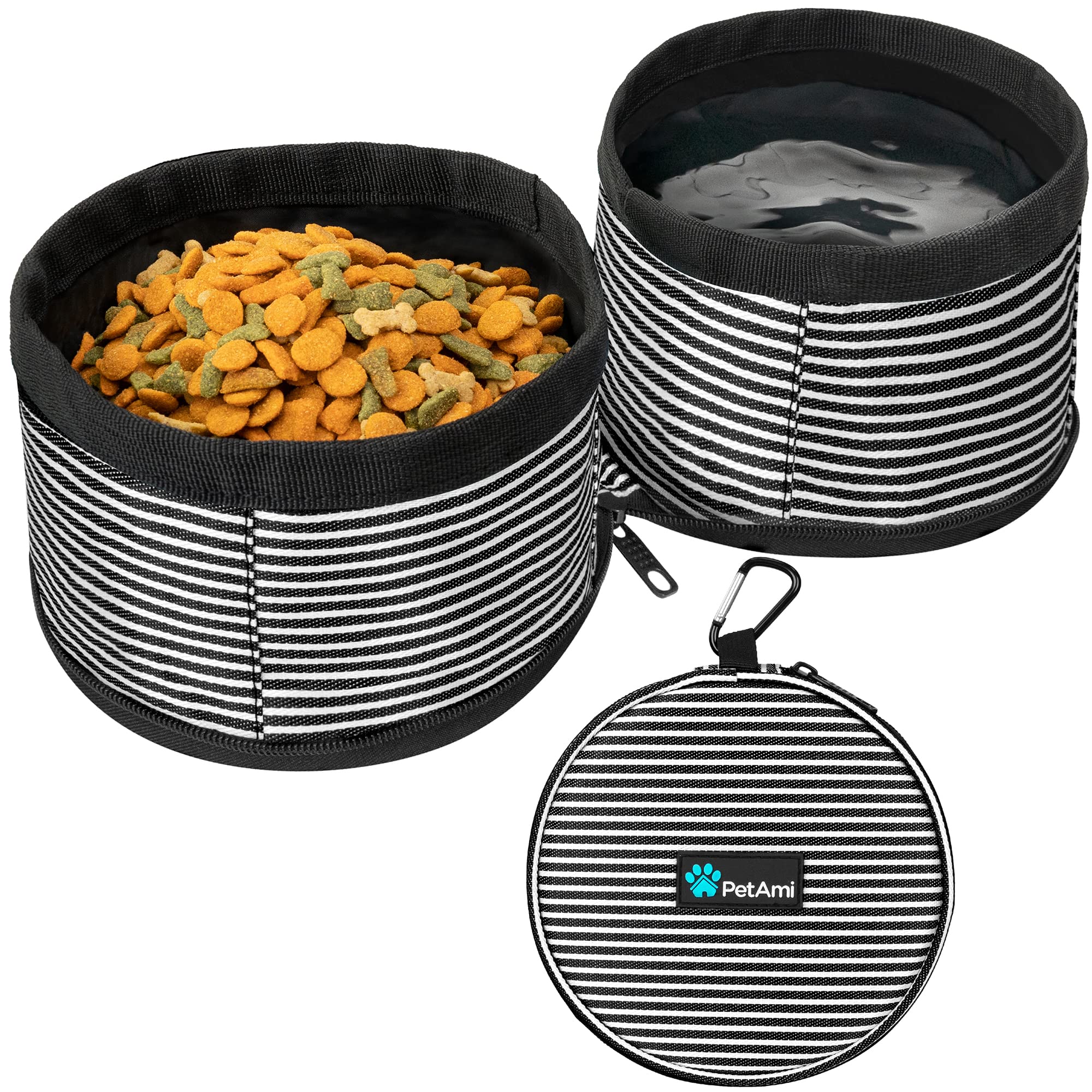 PetAmi Collapsible Dog Food Water Bowls, 2 Travel Bowls Kit, Portable Pet Dish No Spill, Foldable Lightweight BPA Free Leakproof