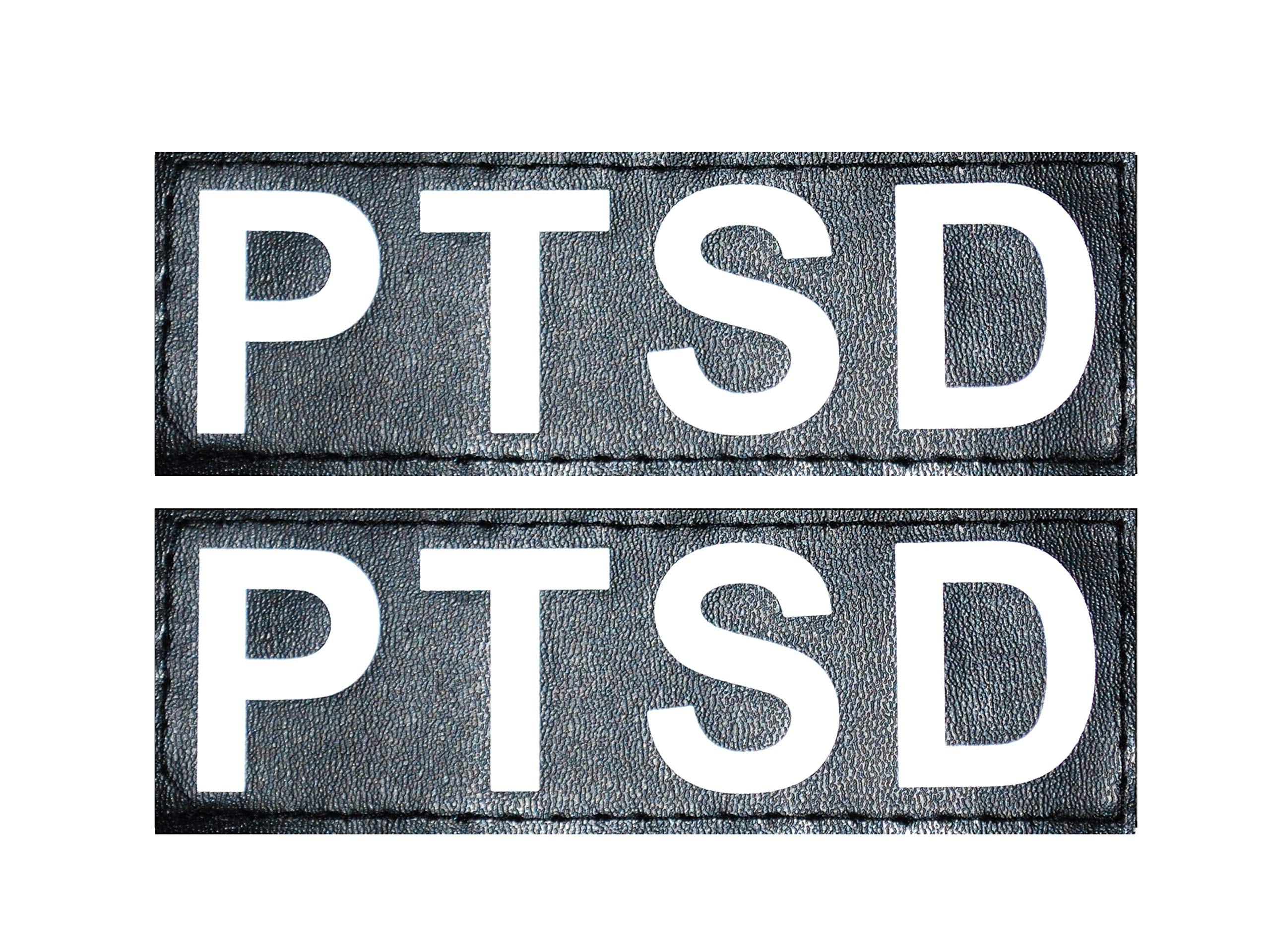 Set Of 2 Reflective Ptsd Reflective Removable Patches For Service Dog Harnesses & Vests. (Large 6' X 2')