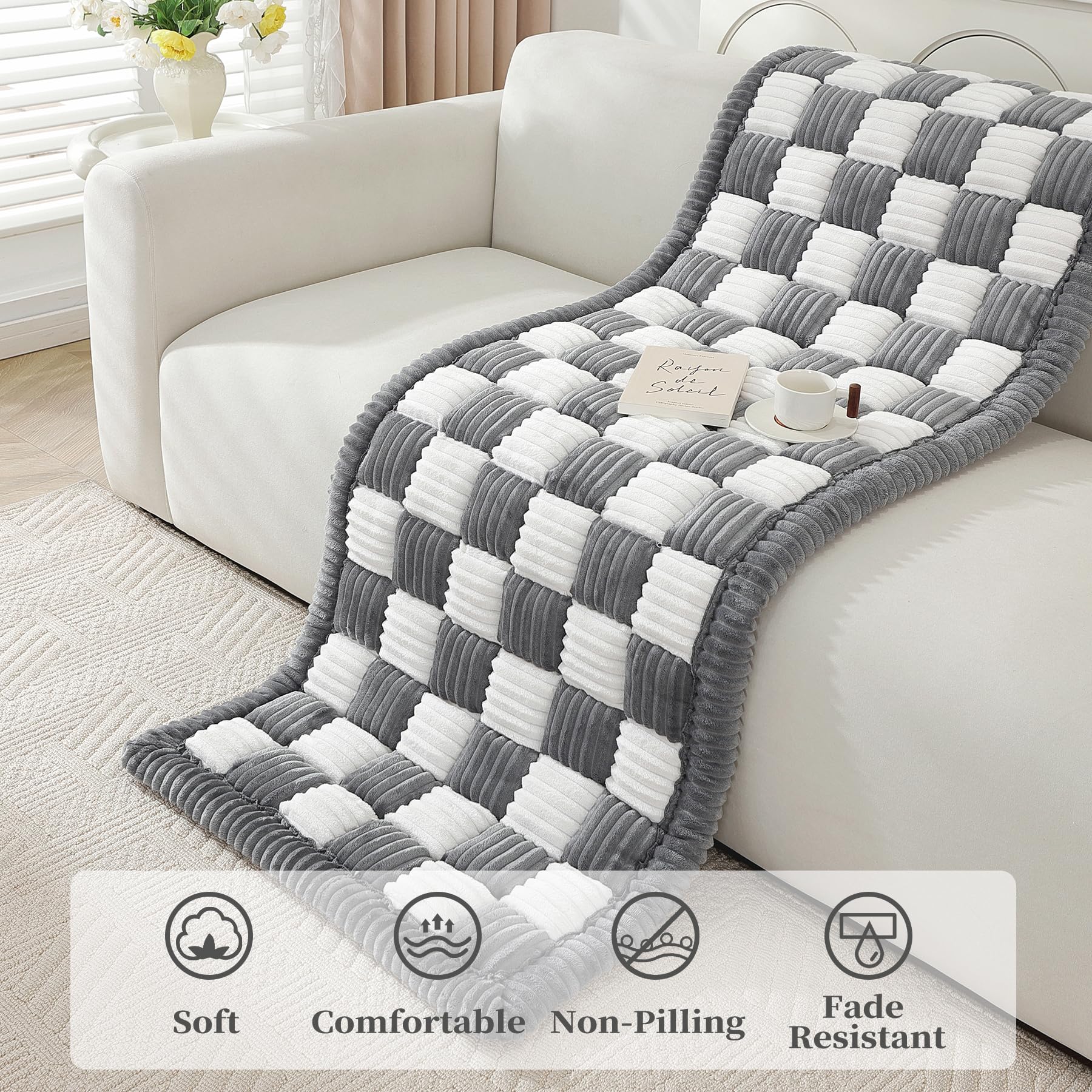 Couch Cover For Dogs Washable, Pet Sofa Cover, Dog Couch Cover Protector, Non Slip Dog Bed Mat, Soft Fuzzy Couch Cover For 2-3 C