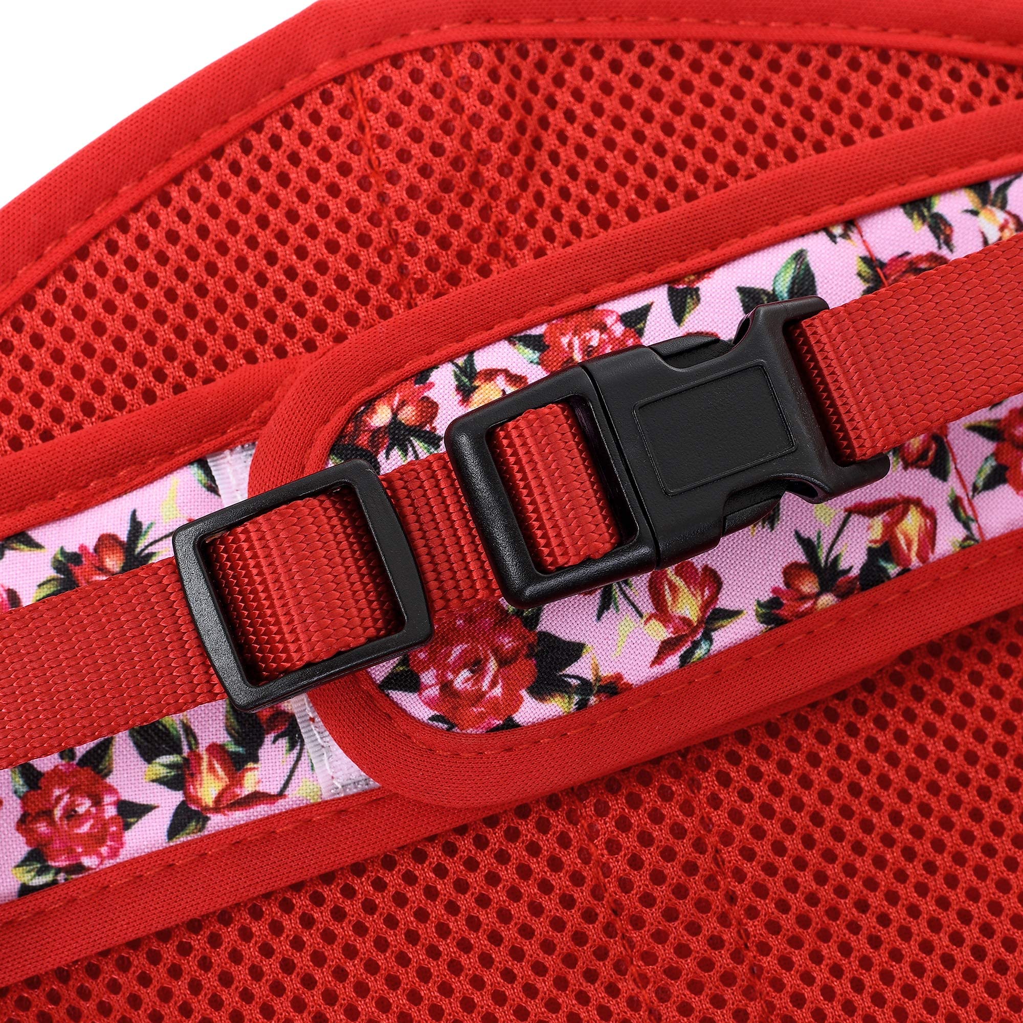 Mile High Life | Easy Get On Air Mesh Vest Harness | Spring Floral Collection | Adjustable Easy Closures Both Neck And Chest |20 Lbs Small Dogs & Cats | Peony Rose | M Chest Size (18'-20')