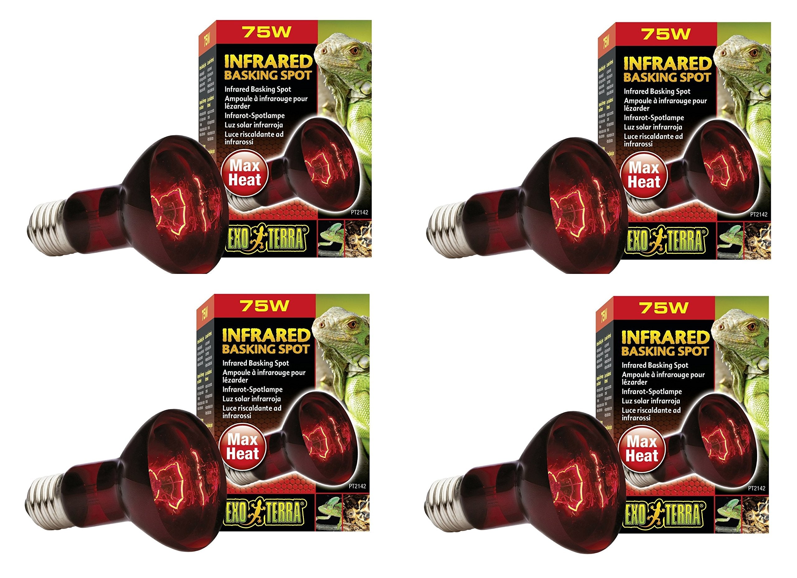Exo Terra Heat-Glo Infrared Spot Lamp, 75-Watt/120-Volt (4 Pack)