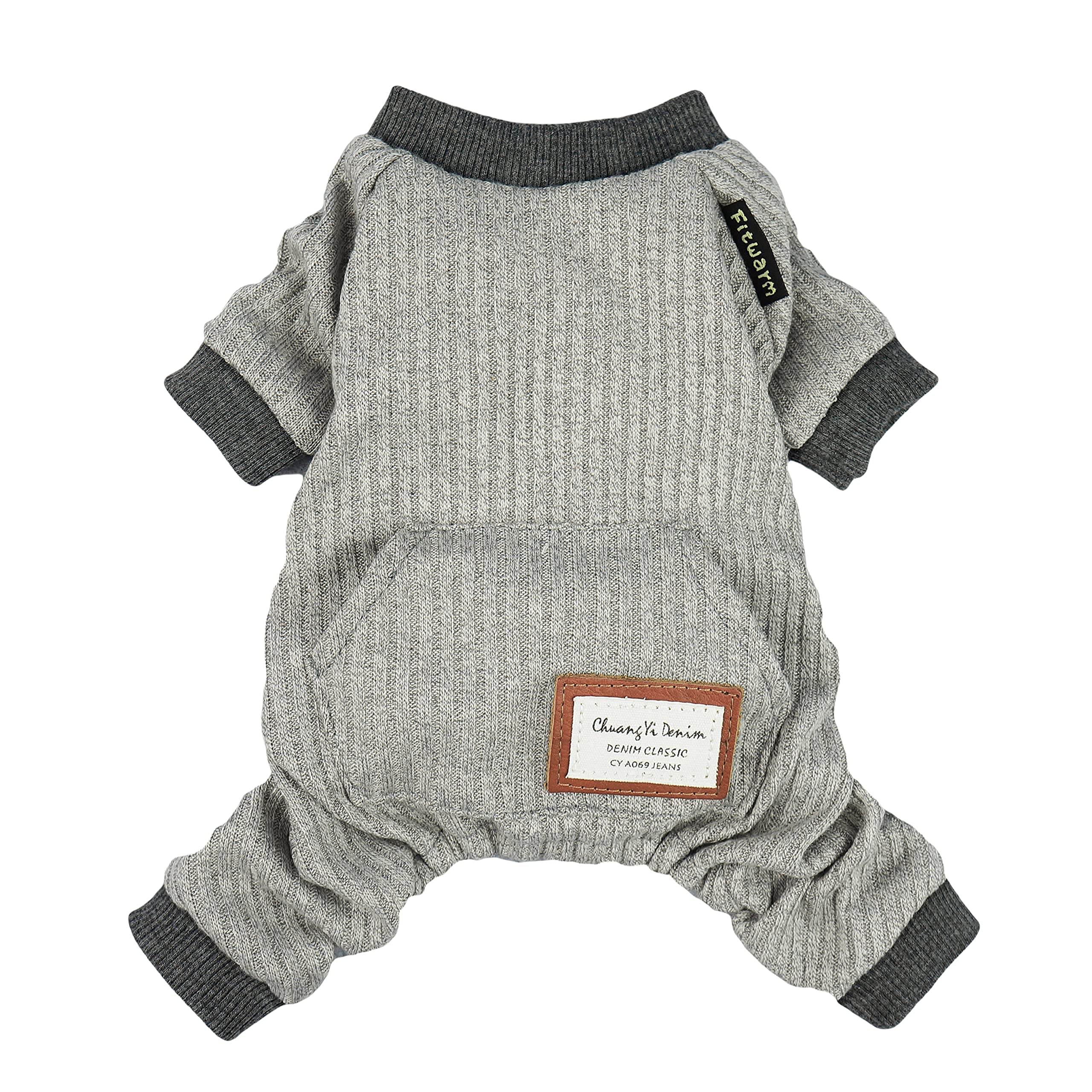 Fitwarm Lightweight Knitted Comfy Pet Clothes For Dog Pajamas Pjs Coat Jumpsuit Grey Xs