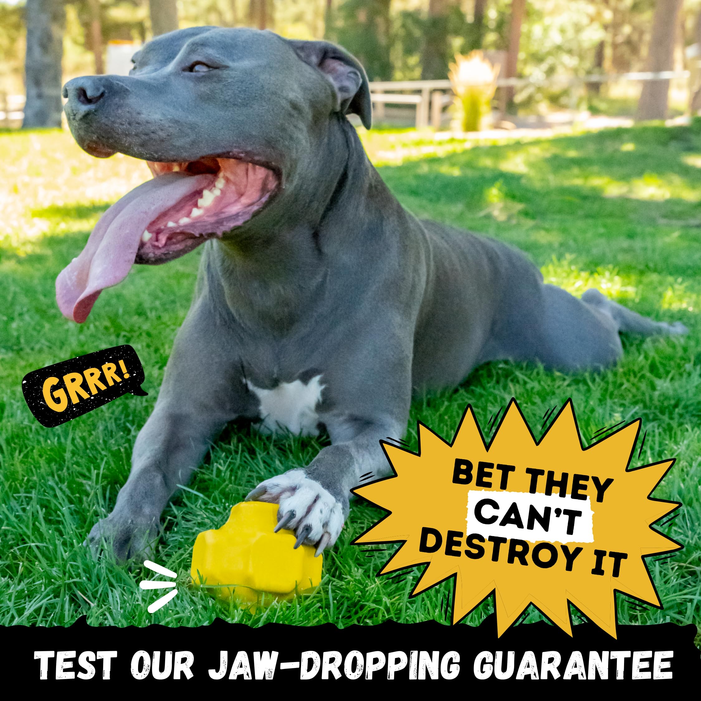 WoofBite Indestructible Jumping Jack Dog Chew Toy - Durable Natural Rubber, Safe for Aggressive Chewers, 4.5” Interactive Fetch Toy