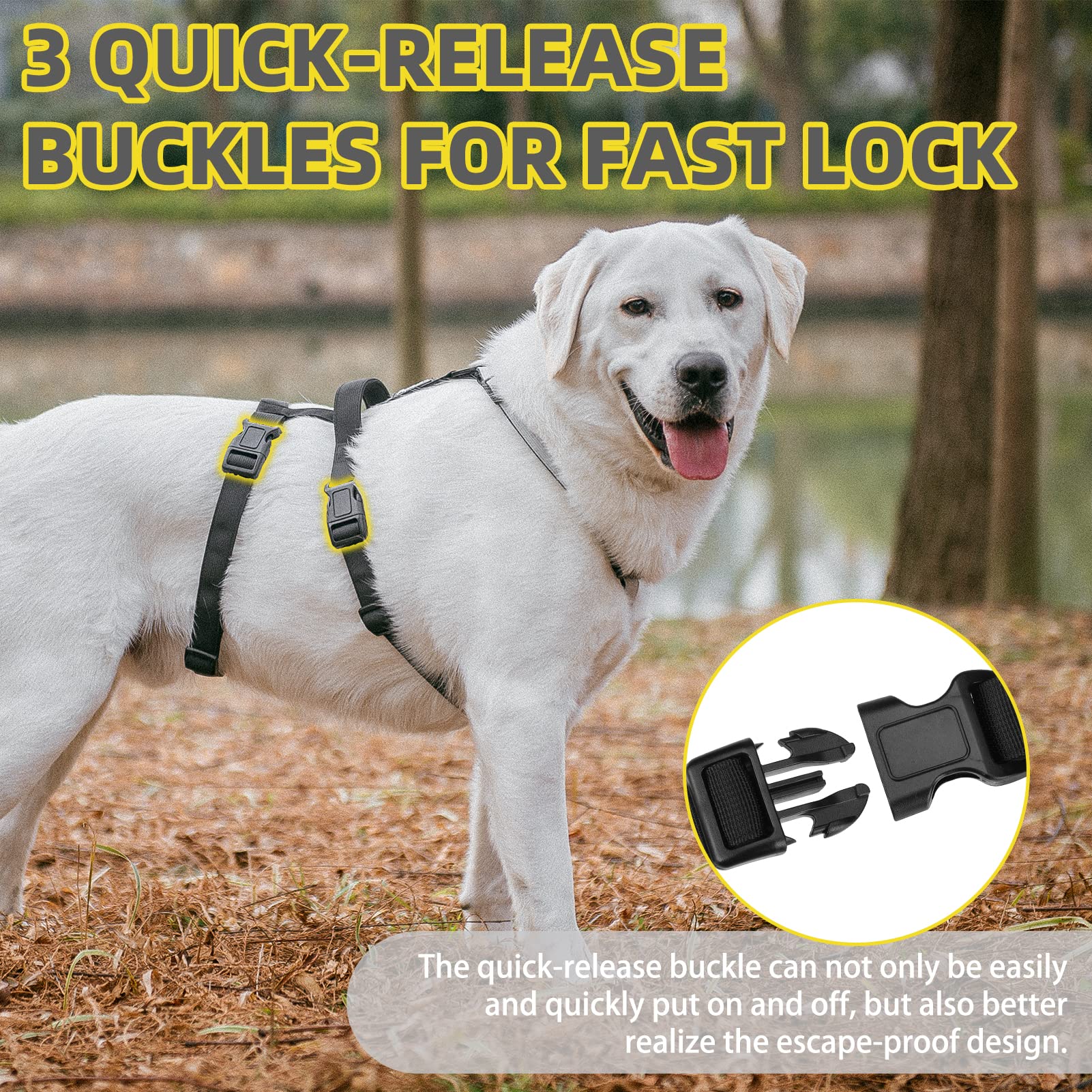 Pupteck Escape Proof Dog Harness - No Pull Padded Pet Halter Harness With Soft Lift Handle For Medium Large Doggies Walking, Hik