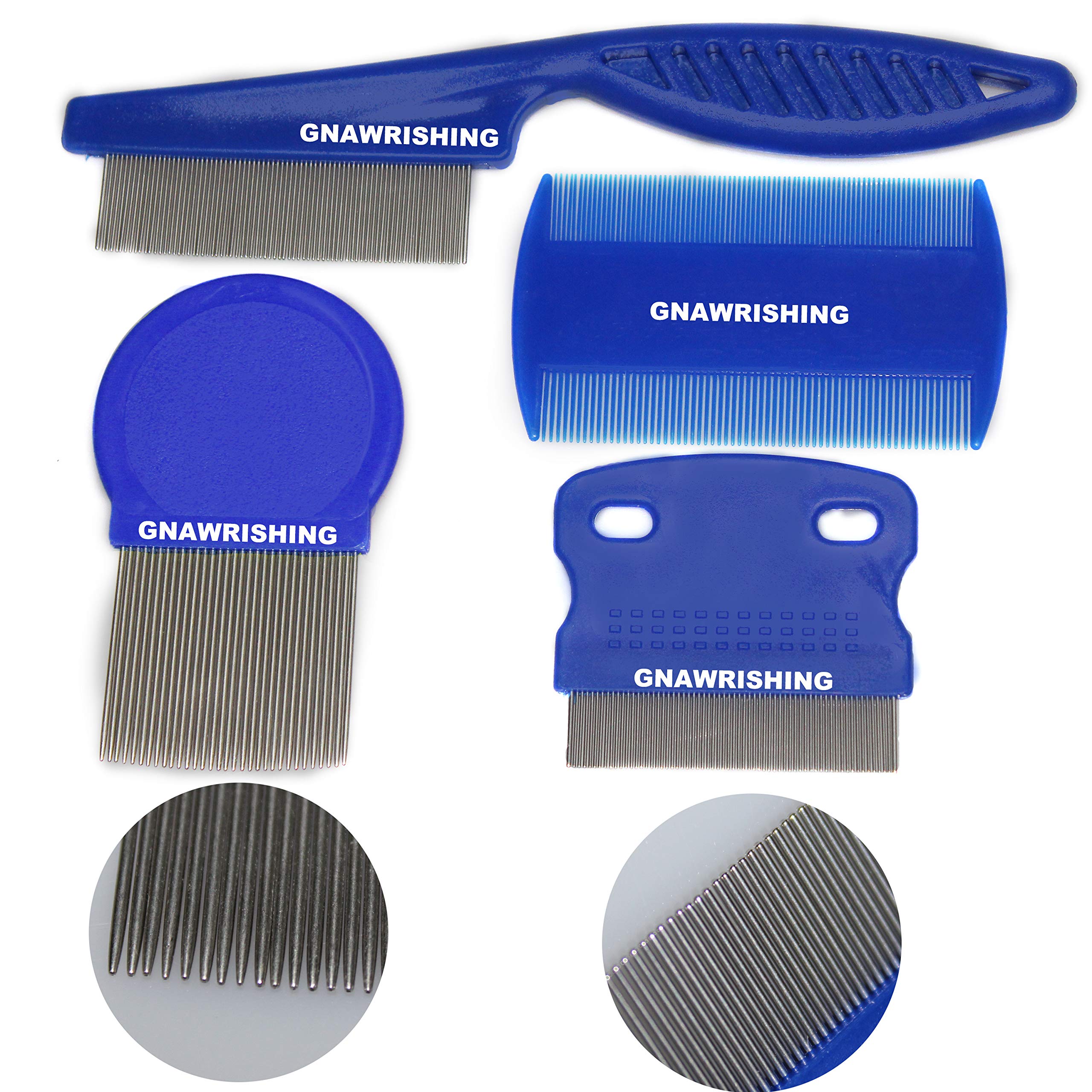 GNAWRISHING 4Pcs Flea Comb Set for Dogs & Cats - High Strength Teeth, Pet Tear Stain Remover, Effective Float Hair Remover