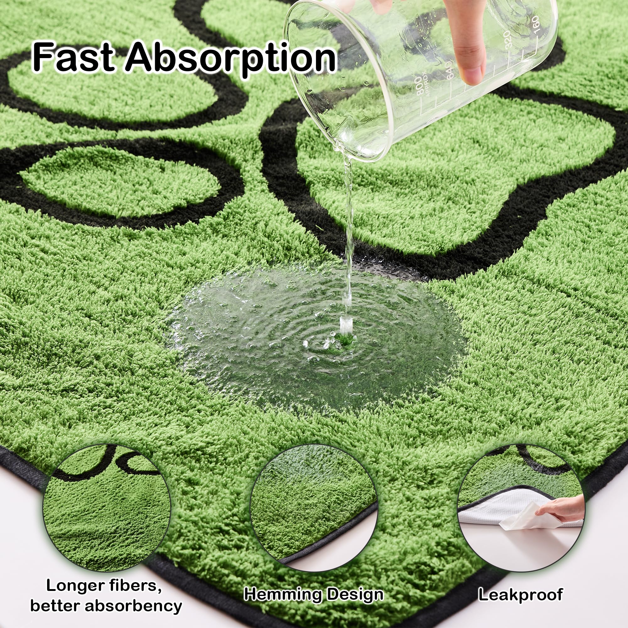 Qeils Washable Pee Pads For Dogs, 1 Pack Super Absorbent Reusable Puppy Pads With Green Long Wool For Potty Training, Floor, Cou