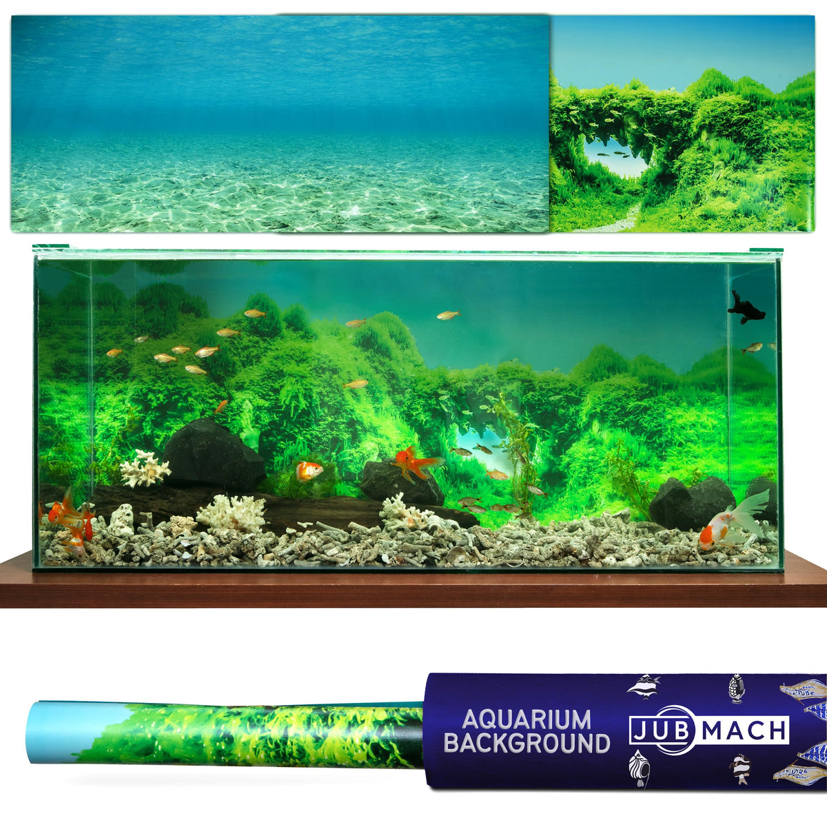Jubmach Premium Aquarium Background 90 Gallon Fish Tank Background | 24 X 48 Inches | Durable, Thick & Tear Resistant + Easy Ins