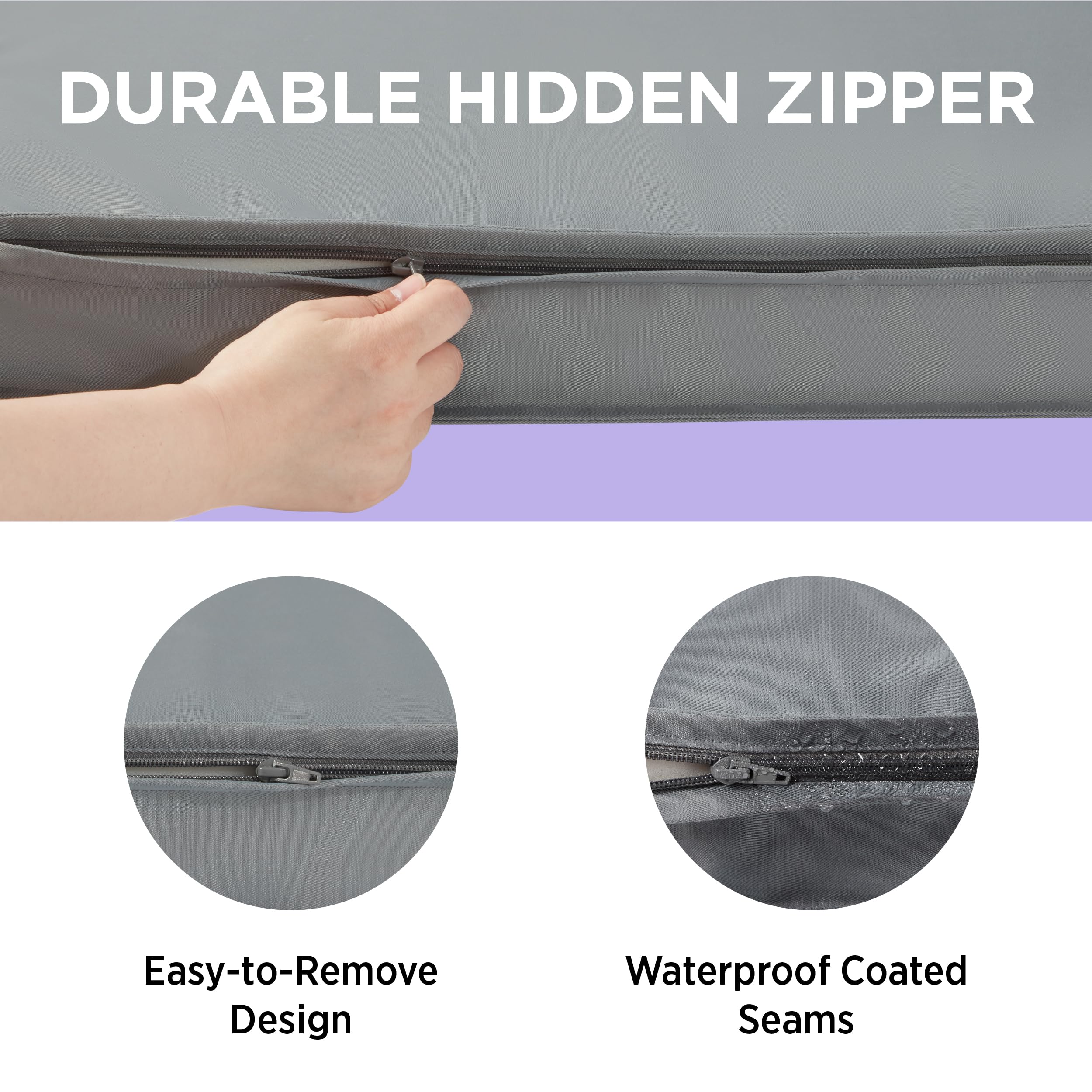 Lesure Water-Resistant Dog Bed Cover - Large Washable Replacement Cover For Pet Mat 36X27X3 Inches, Grey