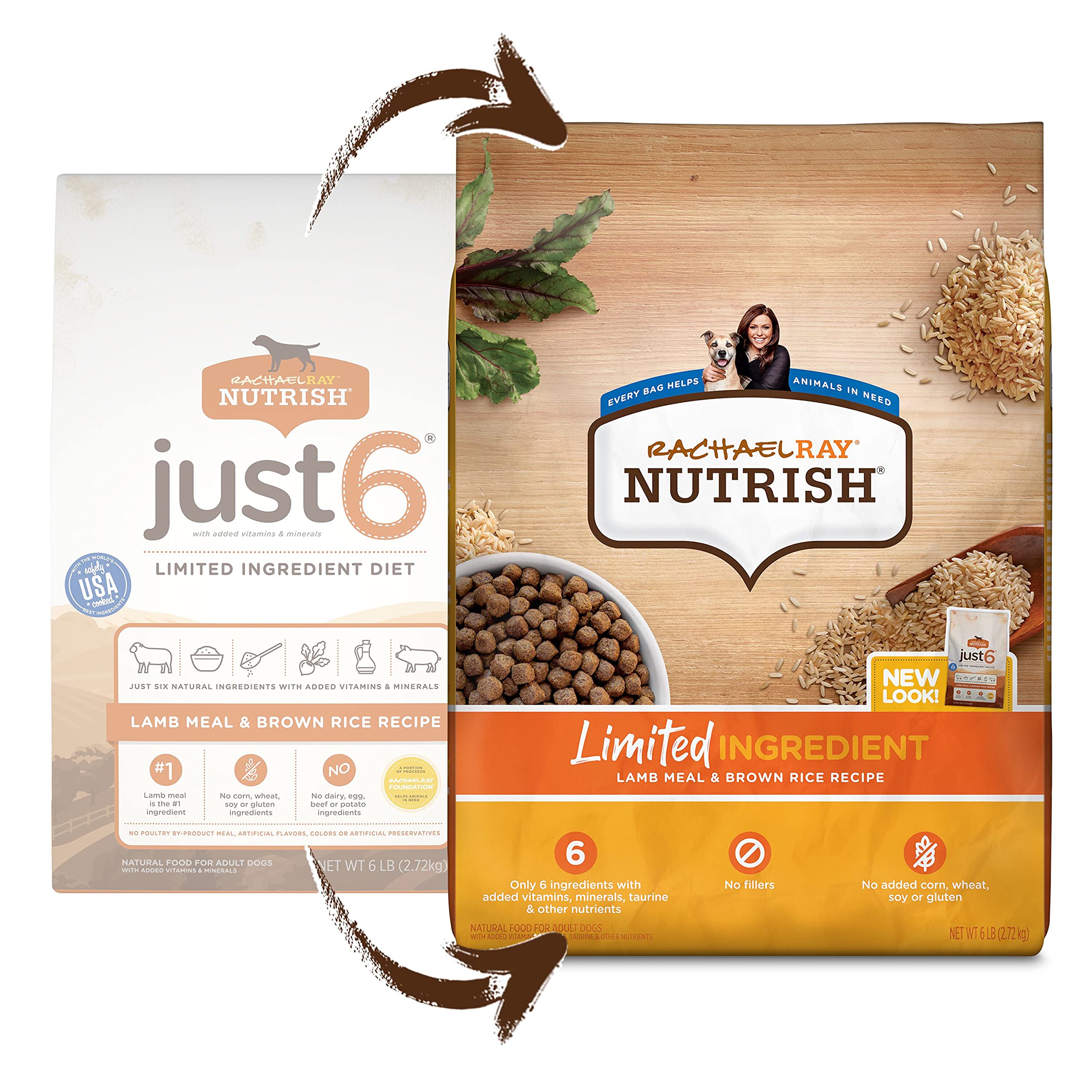 Rachael Ray Nutrish Limited Ingredient Diet Lamb Meal & Brown Rice Recipe, Lamb Meal & Rice, 6.00 Pound (Pack of 1) (Packaging D