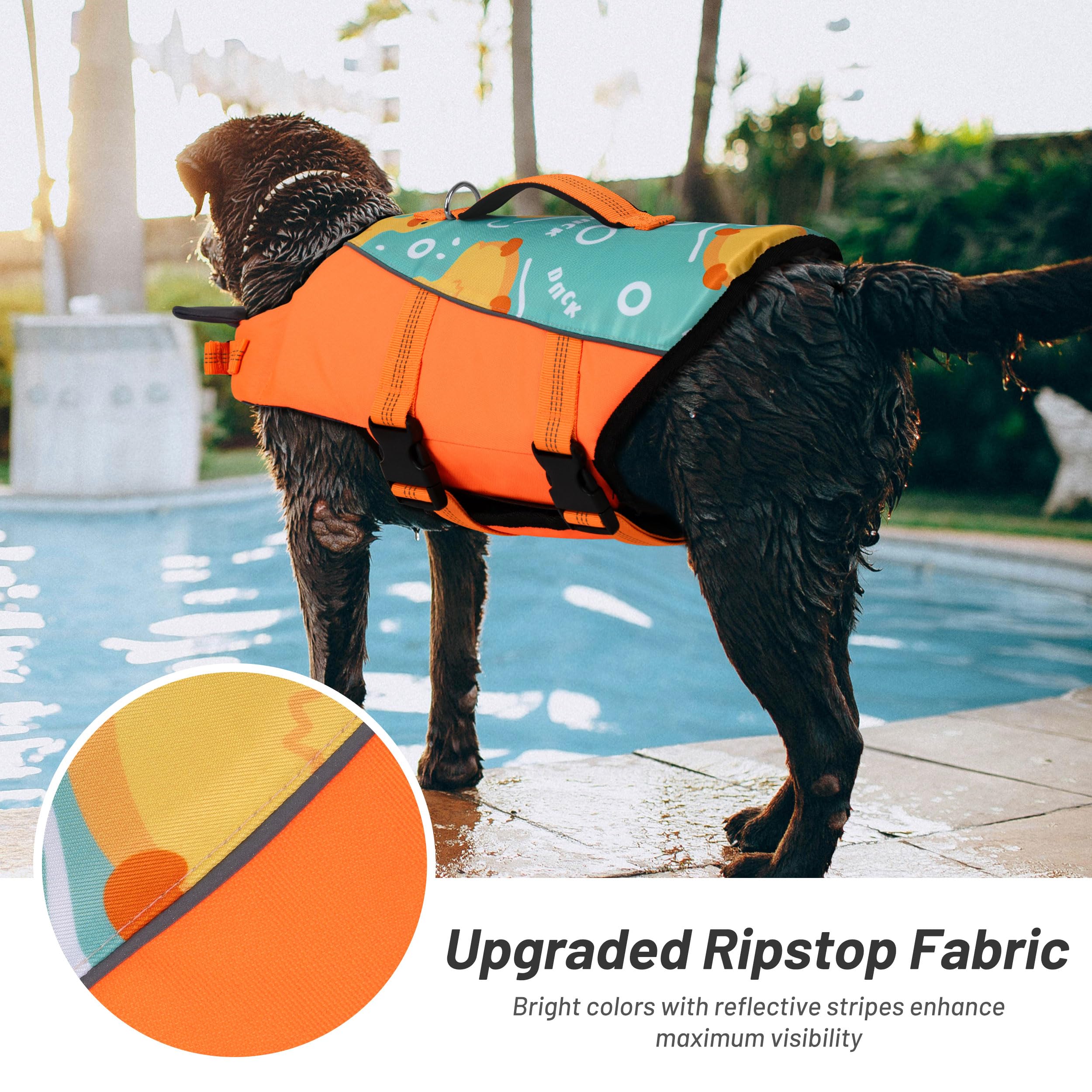 Cyeollo Dog Life Vest For Swimming & Boating, High Buoyancy Jacket With Front Float, Adjustable Sizes - Small To Large, Yellow D