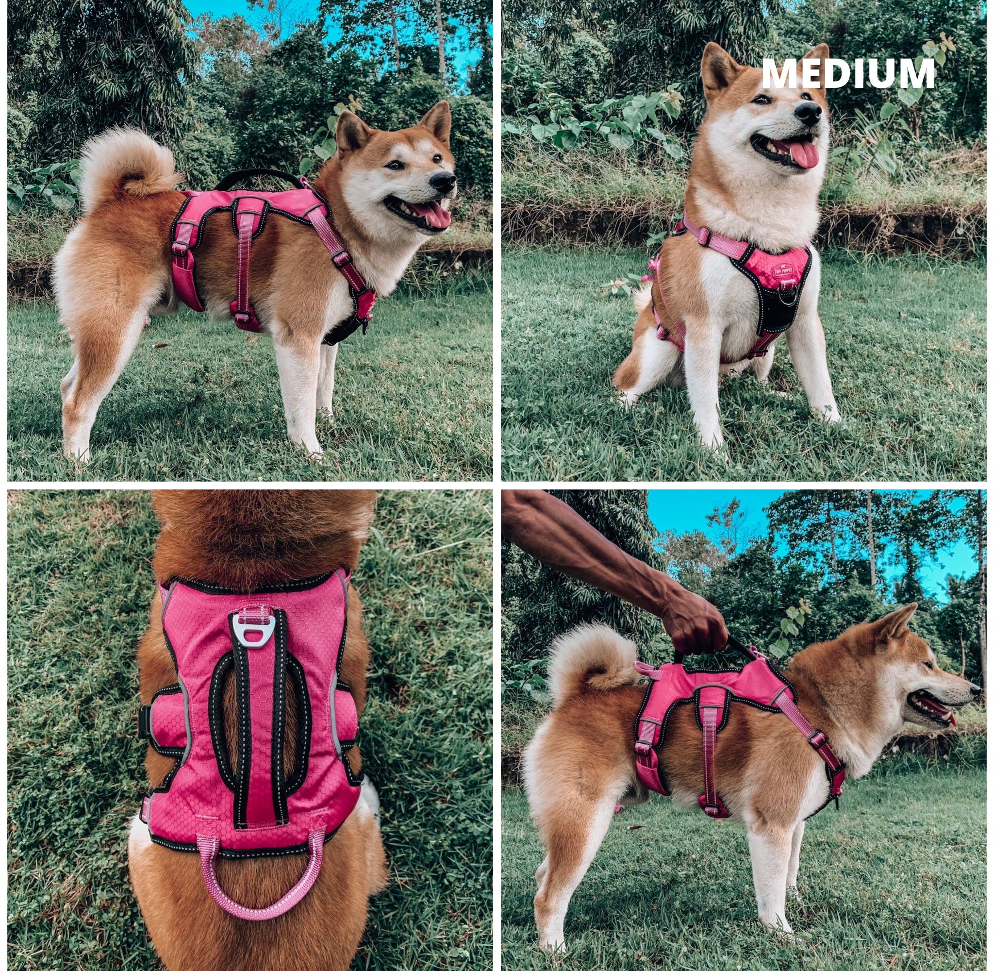 Tuff Pupper Escape Proof No Escape Dog Harness | 5 Point Adjustable Fit Harness for Dogs | Padded Dog Harnesses | Handle Dog Lif