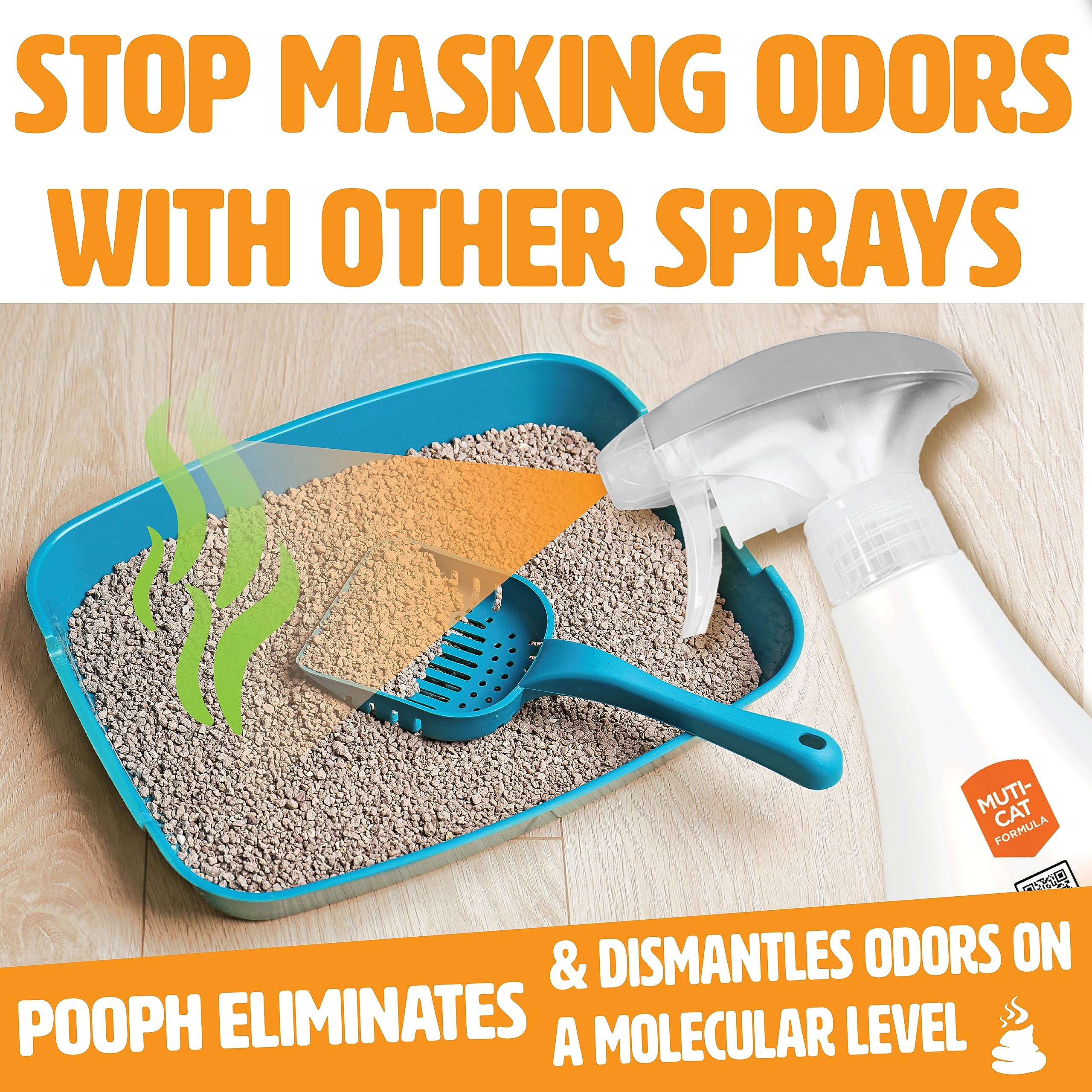 Pooph Kitty Litter Box Deodorizer, 32Oz Spray - Dismantles Odors On A Molecular Basis, Cats, Freshener, Eliminator, Urine, Poop, Pee, Deodorizer, Natures, Fresh, Clean, Furniture, Potty, Safe