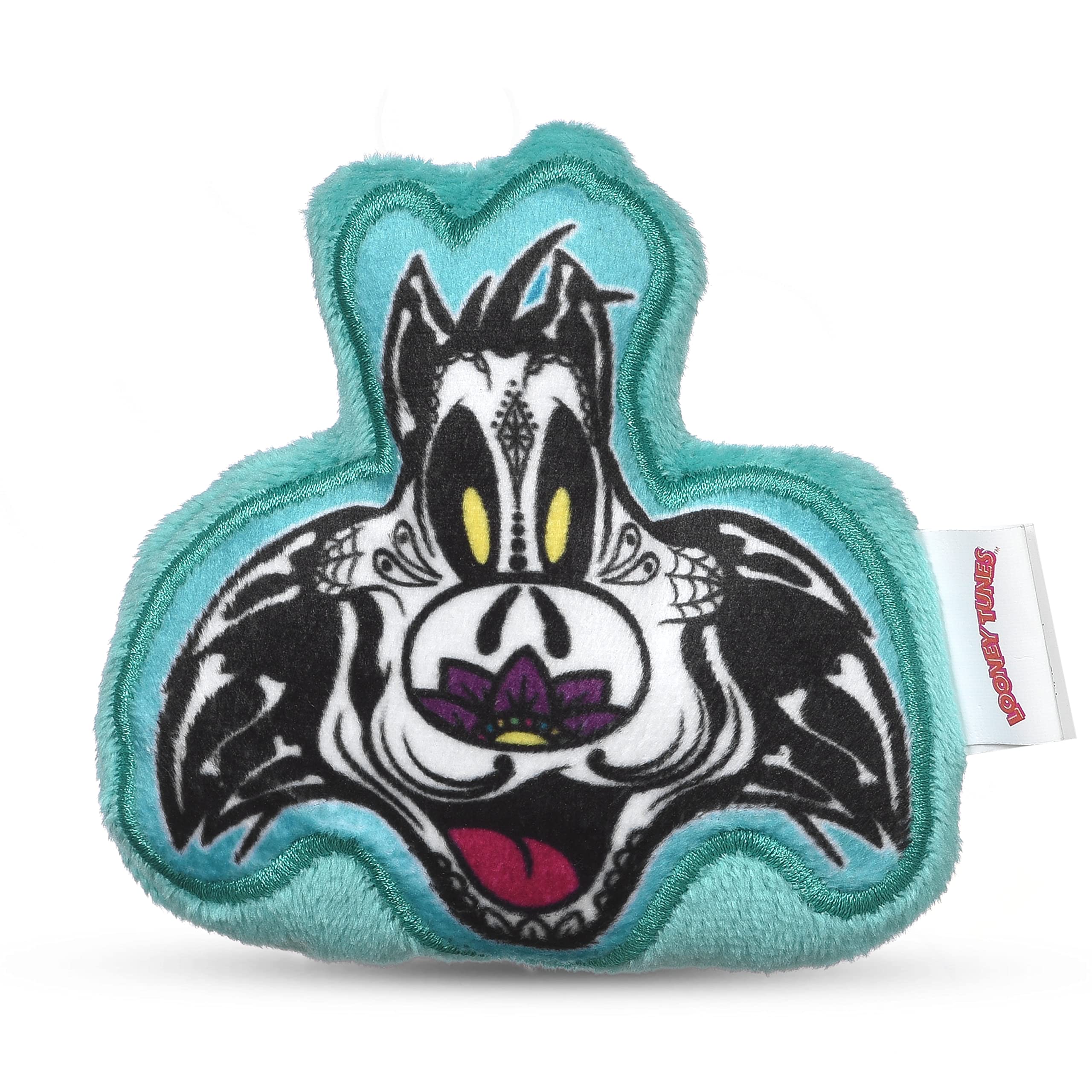 Looney Tunes Sylvester Day Of The Dead Plush Toy, Small Dog Toy, Flattie Squeaker, Officially Licensed Halloween Dog Chew Toy, 4 Inch