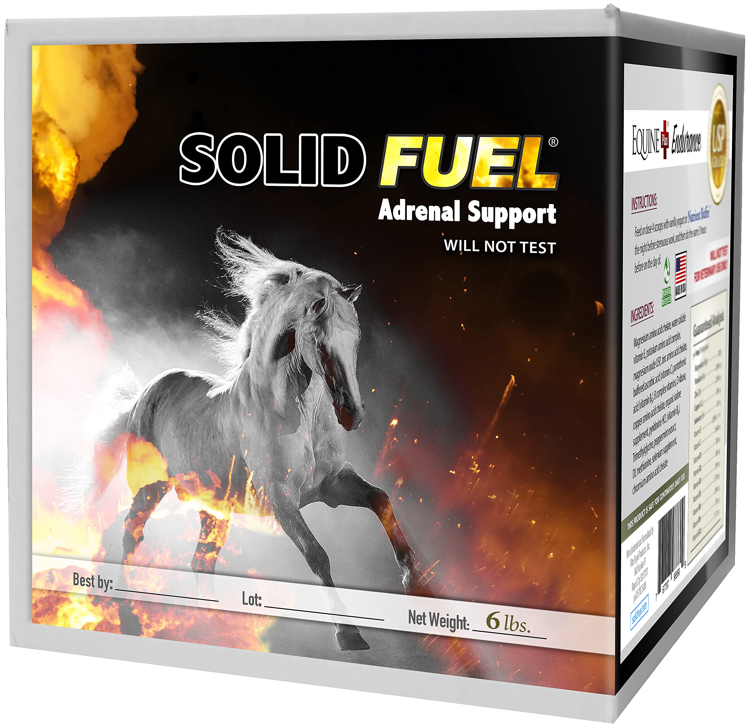 SOLID FUEL - Performance Horse Supplement - Vitamins, Minerals & Amino Acids for Adrenal Support & Endurance