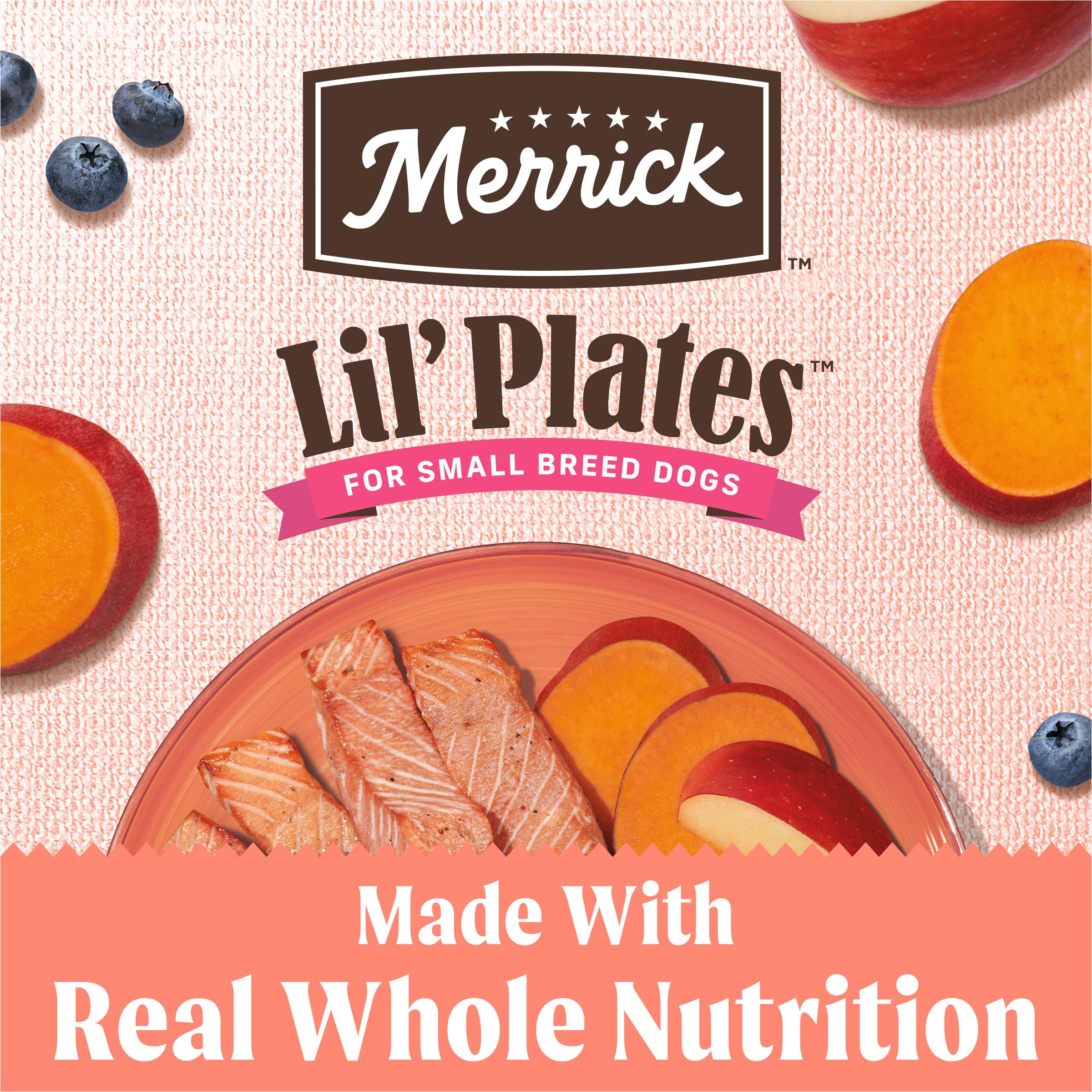 Merrick Lil Plates Premium Grain Free Dry Dog Food for Small Dogs, Real Salmon and Sweet Potato Kibble - 12.0 lb. Bag