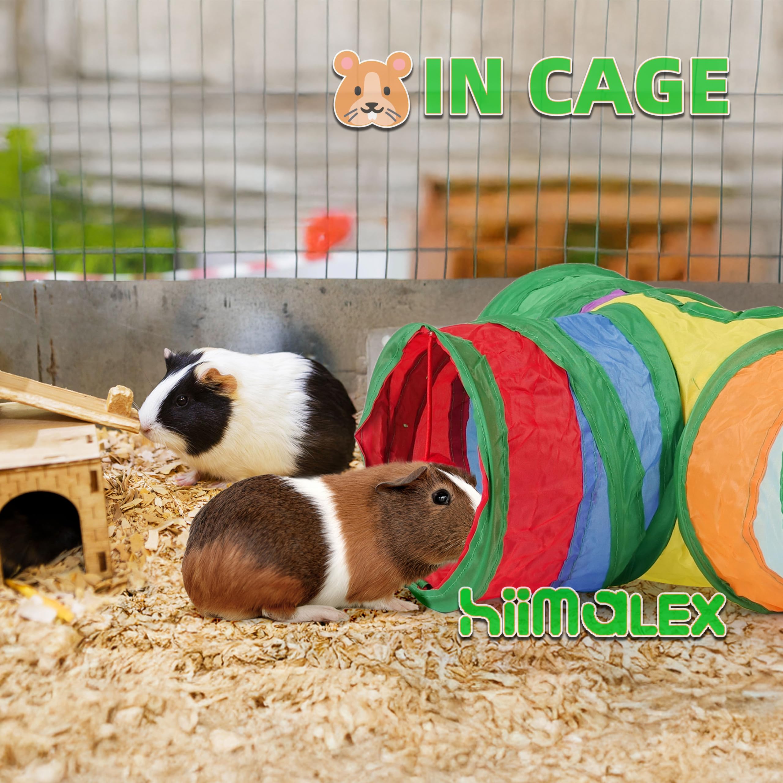 Hiimalex Guinea Pig Tunnel 3-Way Collapsible Tube For Guinea Pigs Ferrets Hedgehogs Chinchillas Hamsters With Interactive Toy Fo