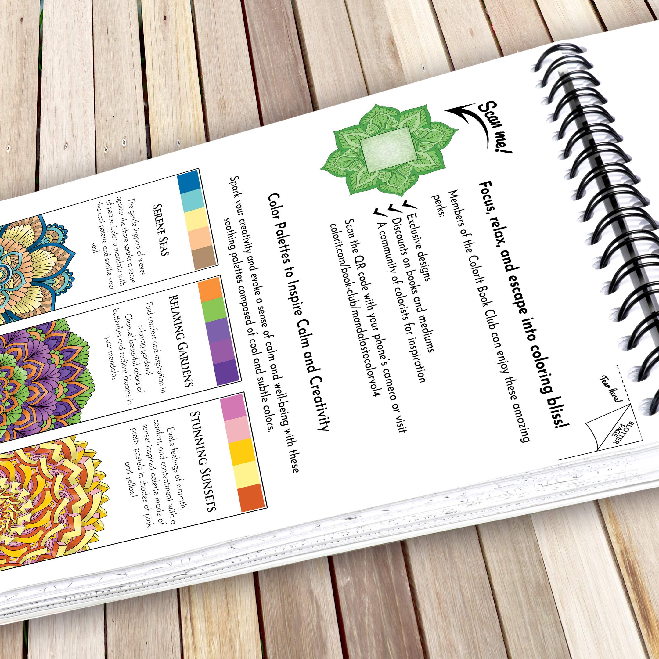 Colorit Mandalas To Color Volume Iv Coloring Book For Adults Relaxation, 50 Single-Sided Designs, Thick Smooth Paper, Spiral Bin