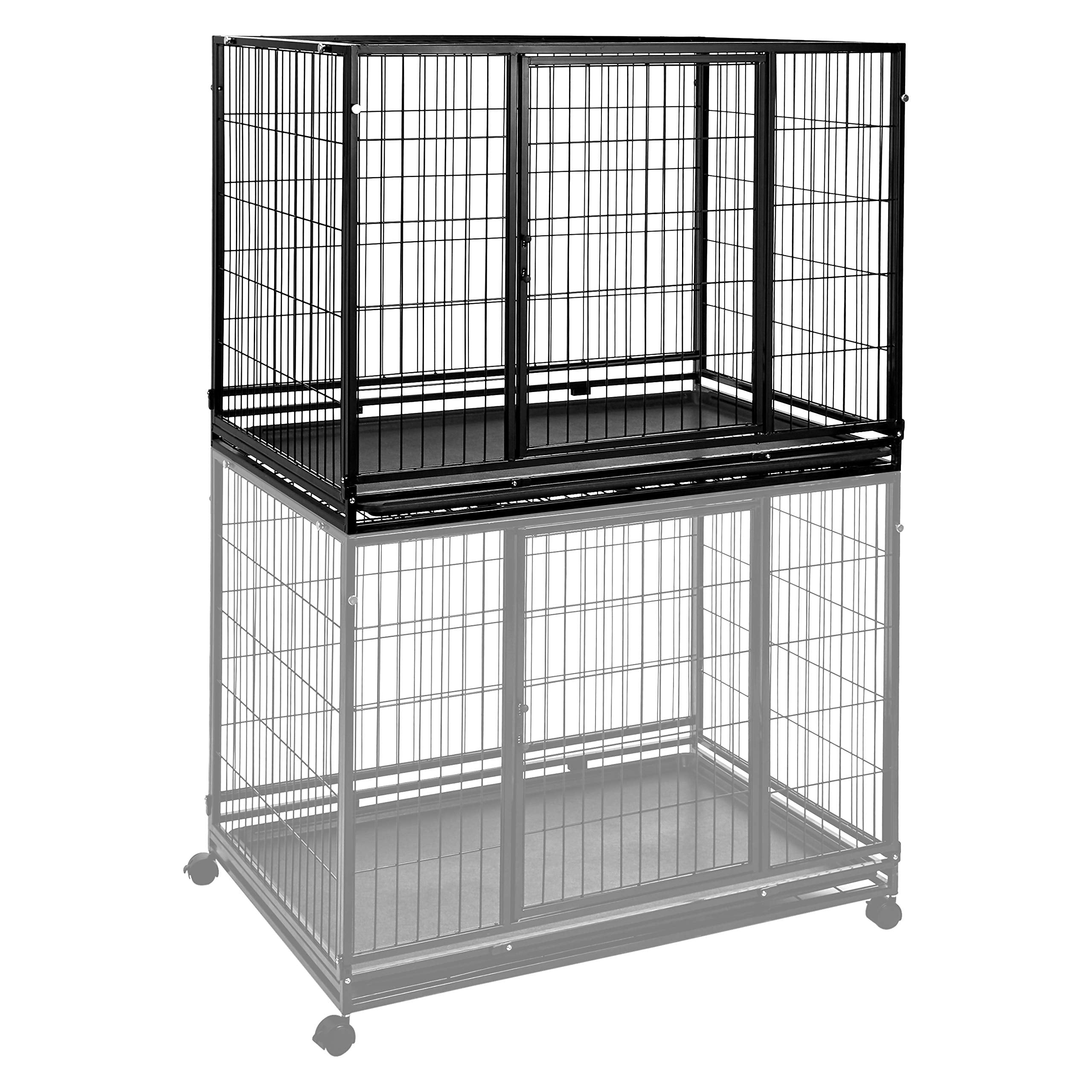 Amazon Basics - Portable Heavy Duty Stackable Dog Pet Kennel On Wheels With Tray, Black, 43.5'L X 29.8'W X 34.3'H