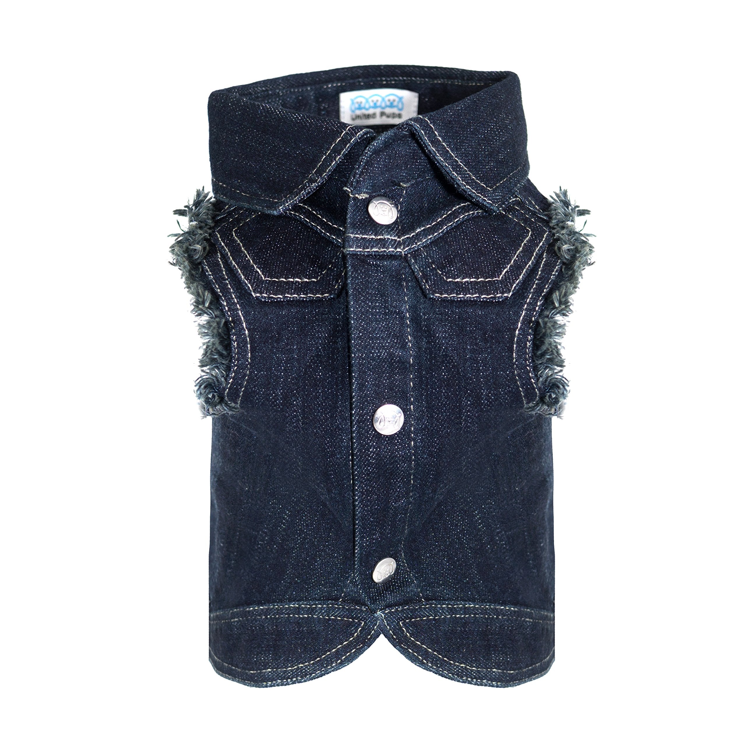 United Pups Fashion Jean Jacket For Dogs (Chill Pups Navy Blue, Size 4)