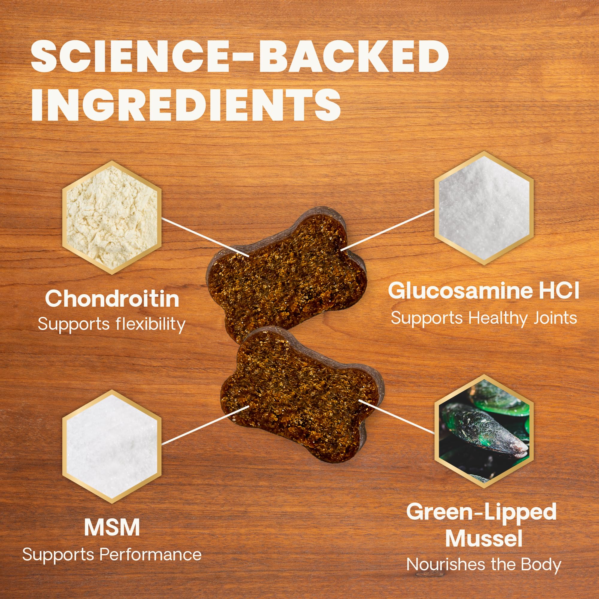 VetriScience Ultimate Strength Healthy Hip & Joint Chews, GlycoFlex Glucosamine, Chondroitin & Green-Lipped Mussel Joint Support
