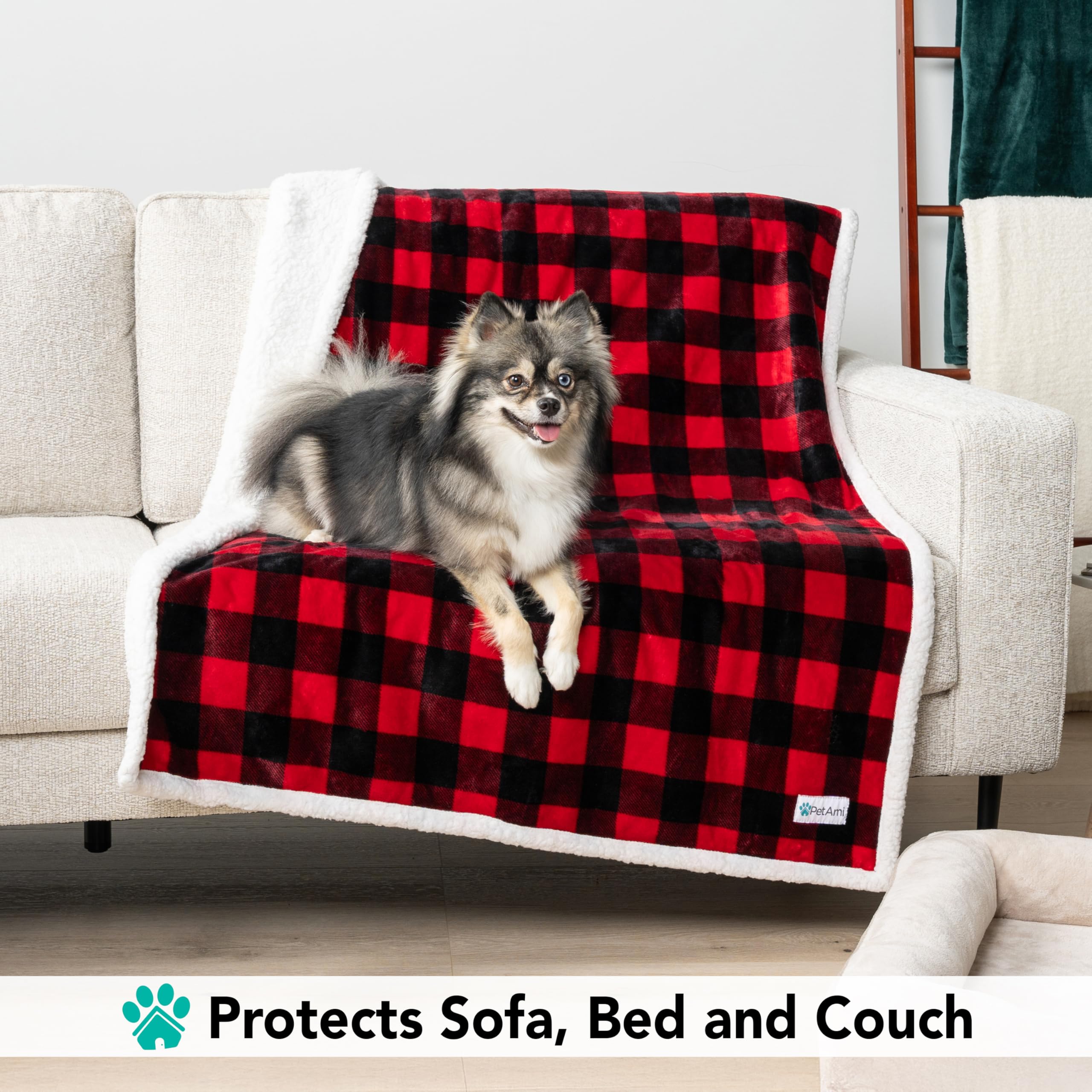 Petami Dog Blanket For Bed, Xl Pet Blanket Large Dogs, Fleece Furniture Couch Cover Protector Sofa Car Crate Kennel, Soft Sherpa