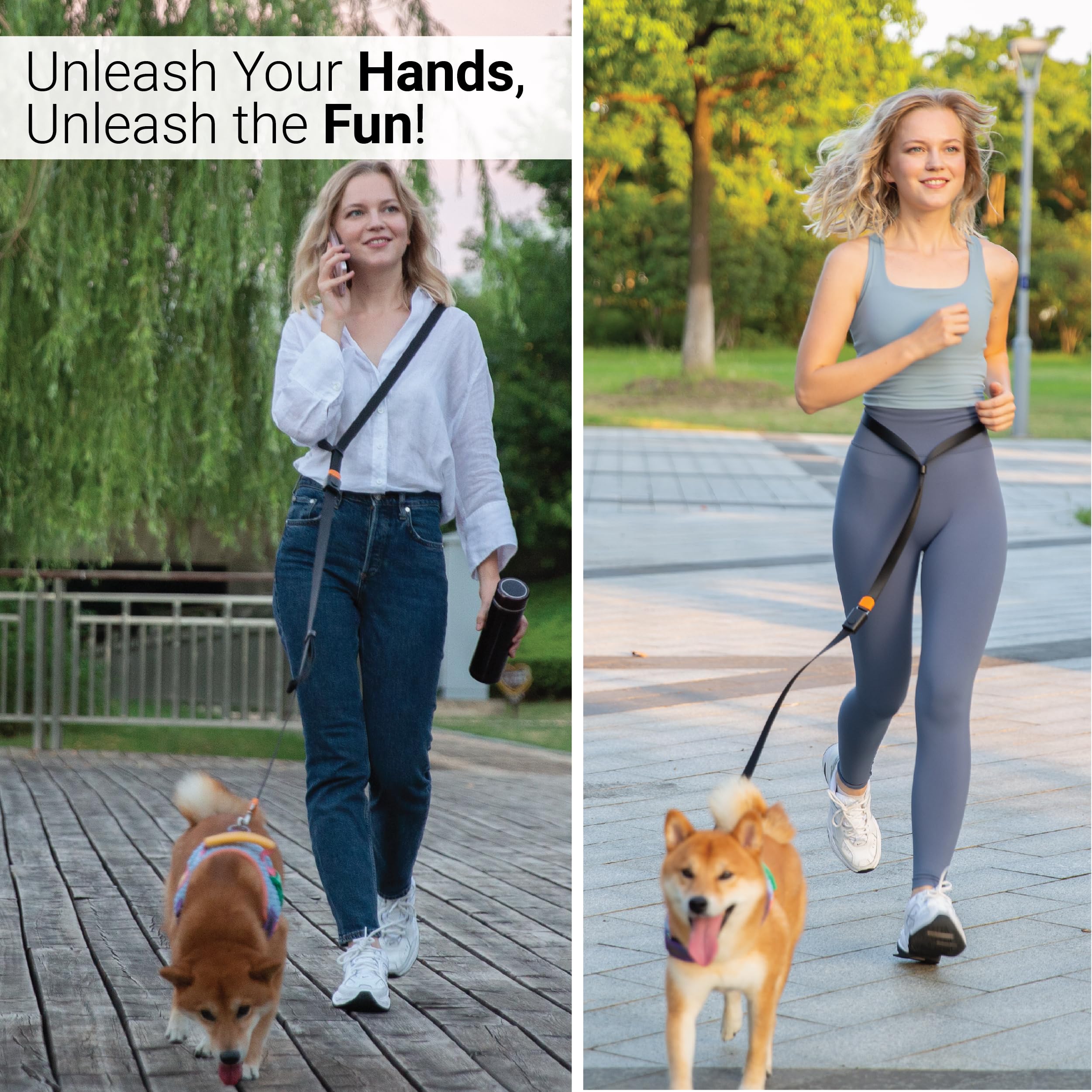 Svd.Pet 4-In-1 Hands Free Dog Leash, Versatile Crossbody Dog Leash With Easy Release Buckle, Adjustable Waist Fit For Walking, J