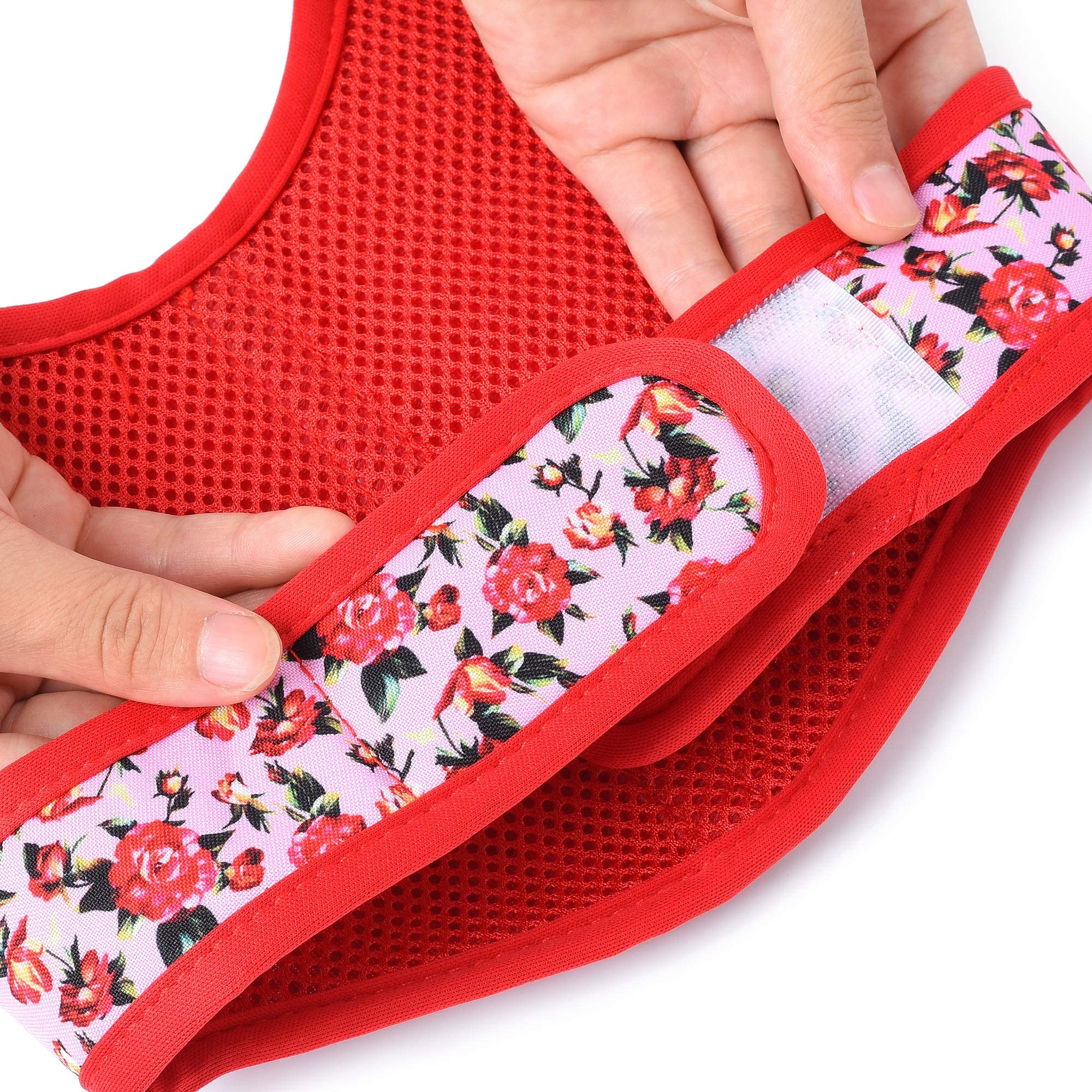 Mile High Life | Easy Get On Air Mesh Vest Harness | Spring Floral Collection | Adjustable Easy Closures Both Neck And Chest |20 Lbs Small Dogs & Cats | Peony Rose | S Chest Size (16'-18')