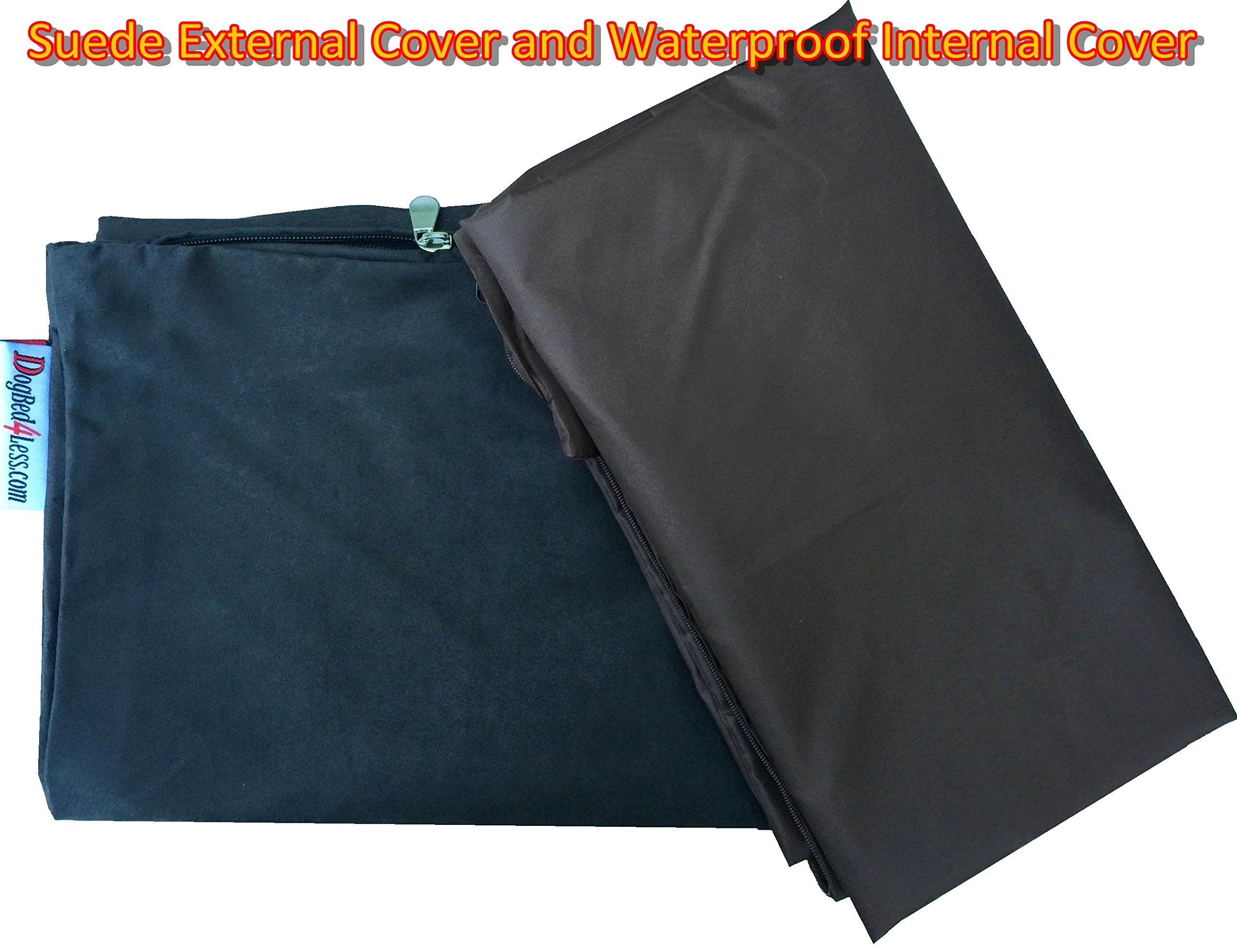 Do It Yourself Diy Pet Bed Pillow Duvet Suede Cover + Waterproof Internal Case For Dog/Cat At Medium 36'X29' Espresso Color - Covers Only