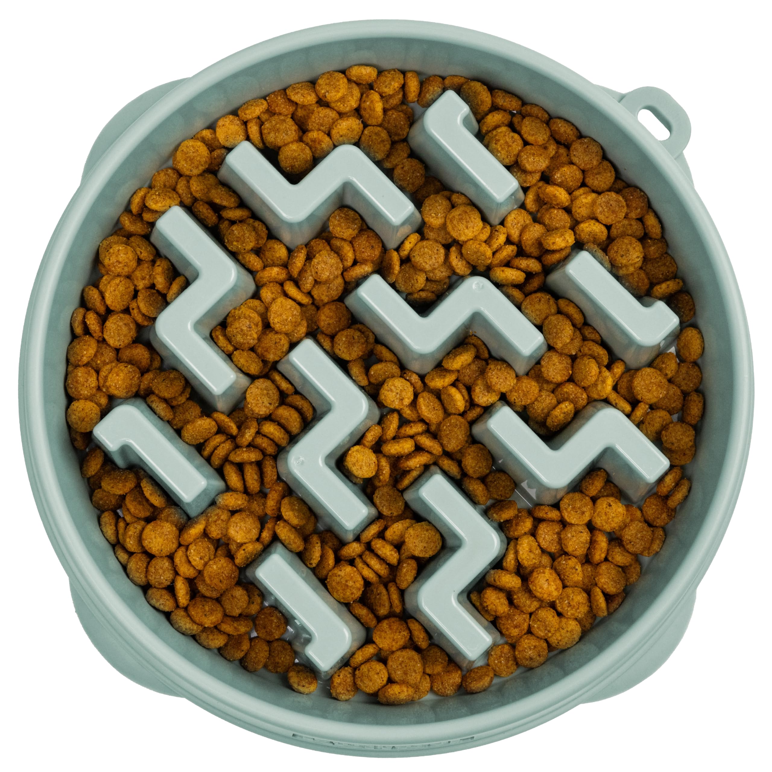 Outward Hound Fun Feeder Slo Bowl - Large 4-Cup Capacity, Slow Feeding, Medium to Large Dogs, Non-Slip, Sage, Notch Pattern