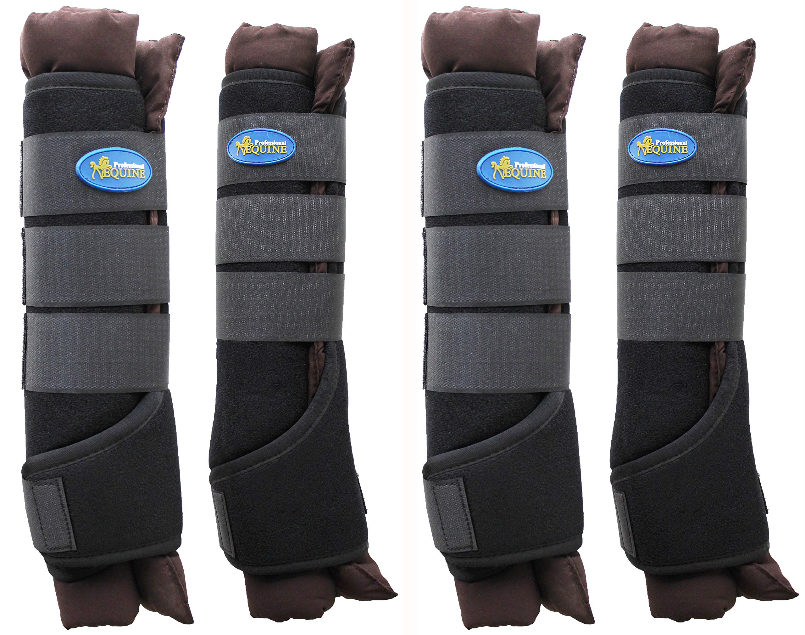 Professional Equine Horse Stable Shipping Boots Wraps Front Rear 4 PK Leg Care Brown 4120BR