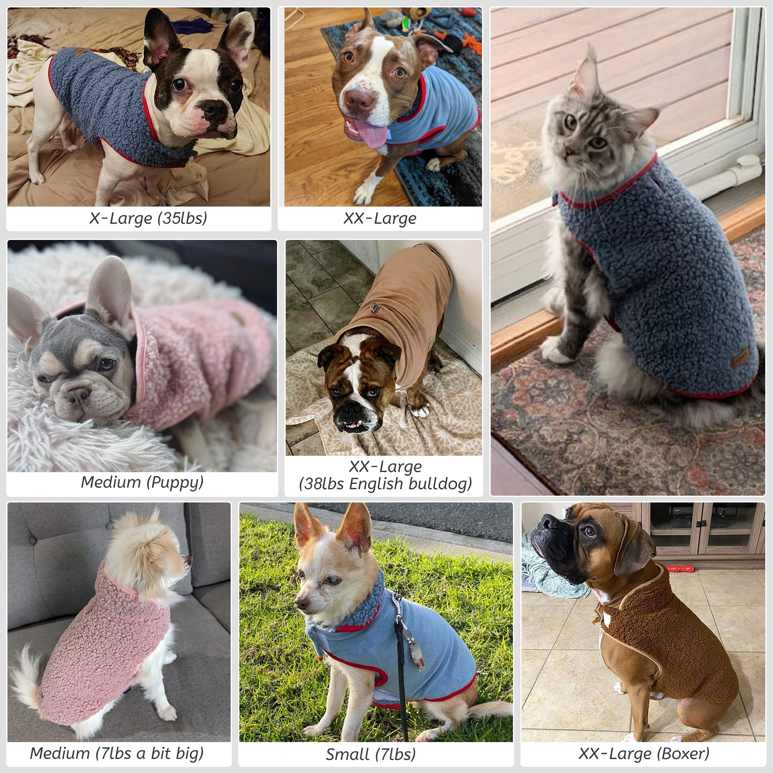 Cyeollo Warm Dog Sweater Coat Jacket Thickened Thermal Sherpa Sweaters Reversible Fleece Vest Pet Clothes For Cold Weather Winte