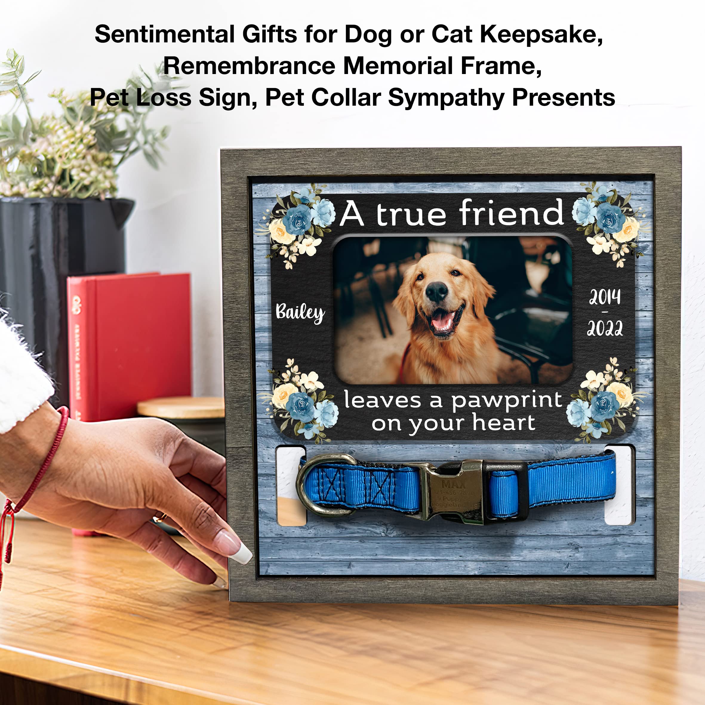 Bfigift Dog Memorial Gifts Personalized Loss Of Pet Dog Memorial Picture Frame Pet Loss Gift Dog Personalized Custom Pet Memorial Cat Picture Collar Frames Memory Boxes For Keepsakes Death Remembrance