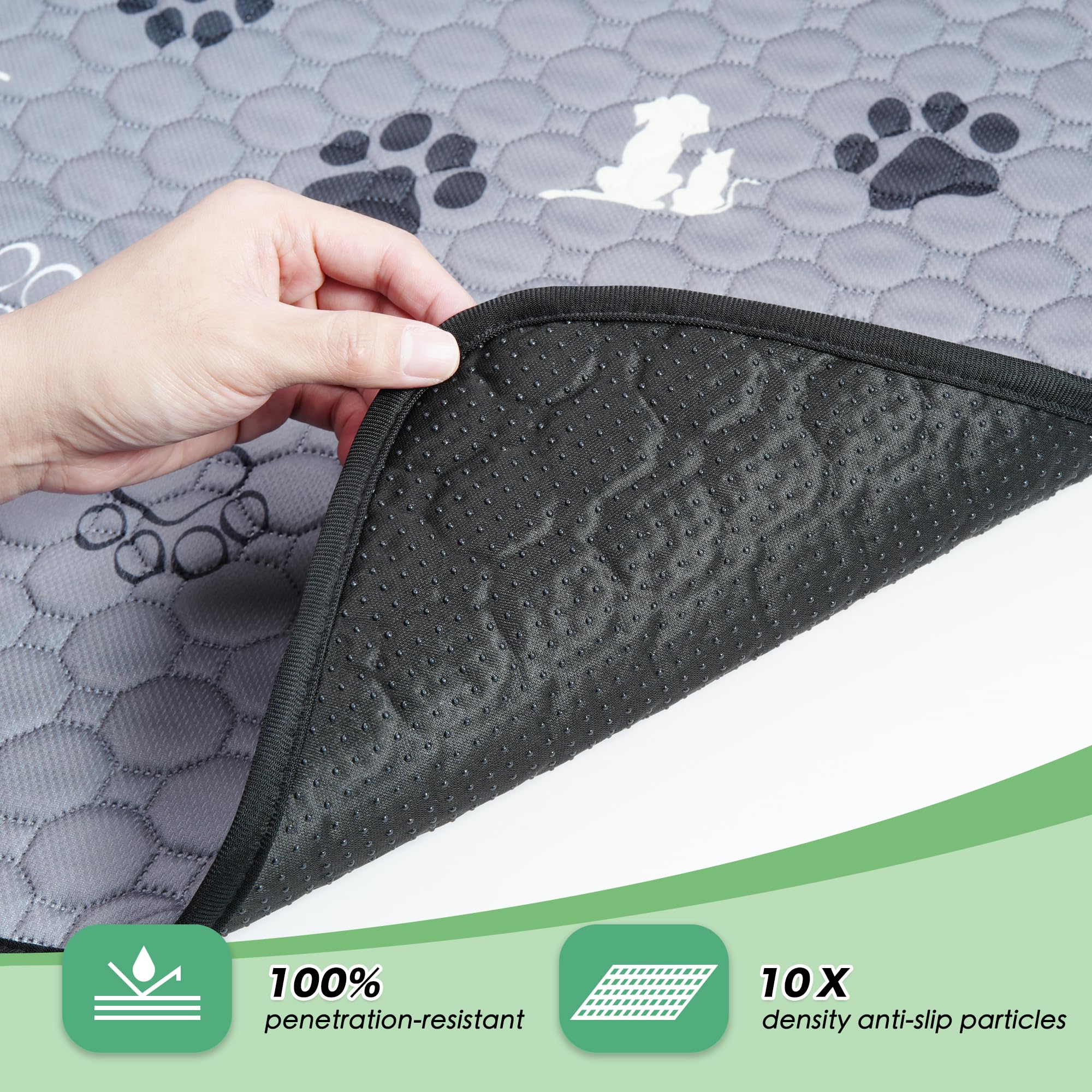 WanpeeGoo Washable Pee Pads for Dogs, 24"x36", Gray, Absorbent Reusable Training Pads, Non-Slip for Whelping, Playpen, Crate, Bed
