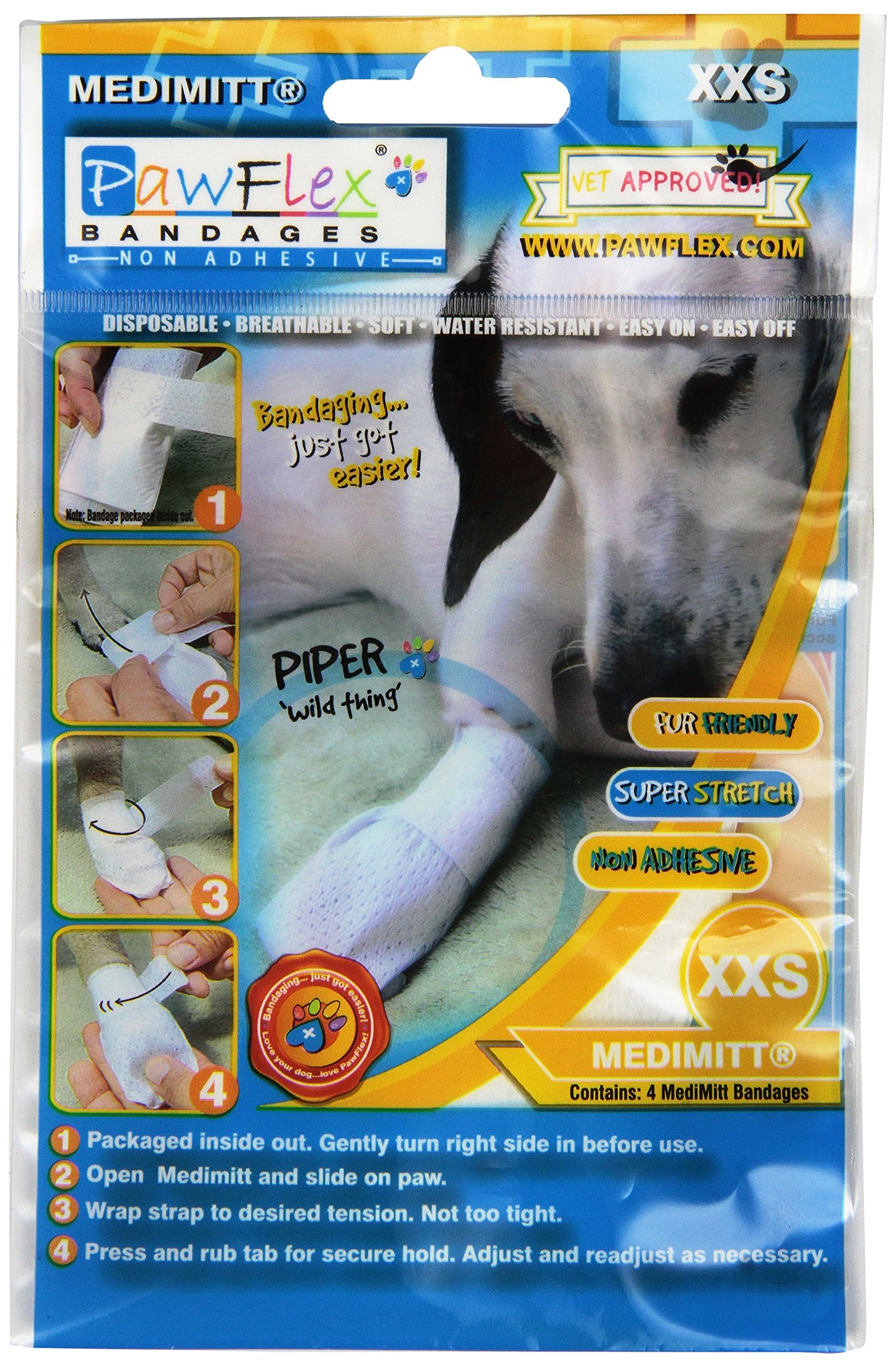 Pawflex Bandages Medimitt Bandages for Pets (Pack of 4) 2XSmall