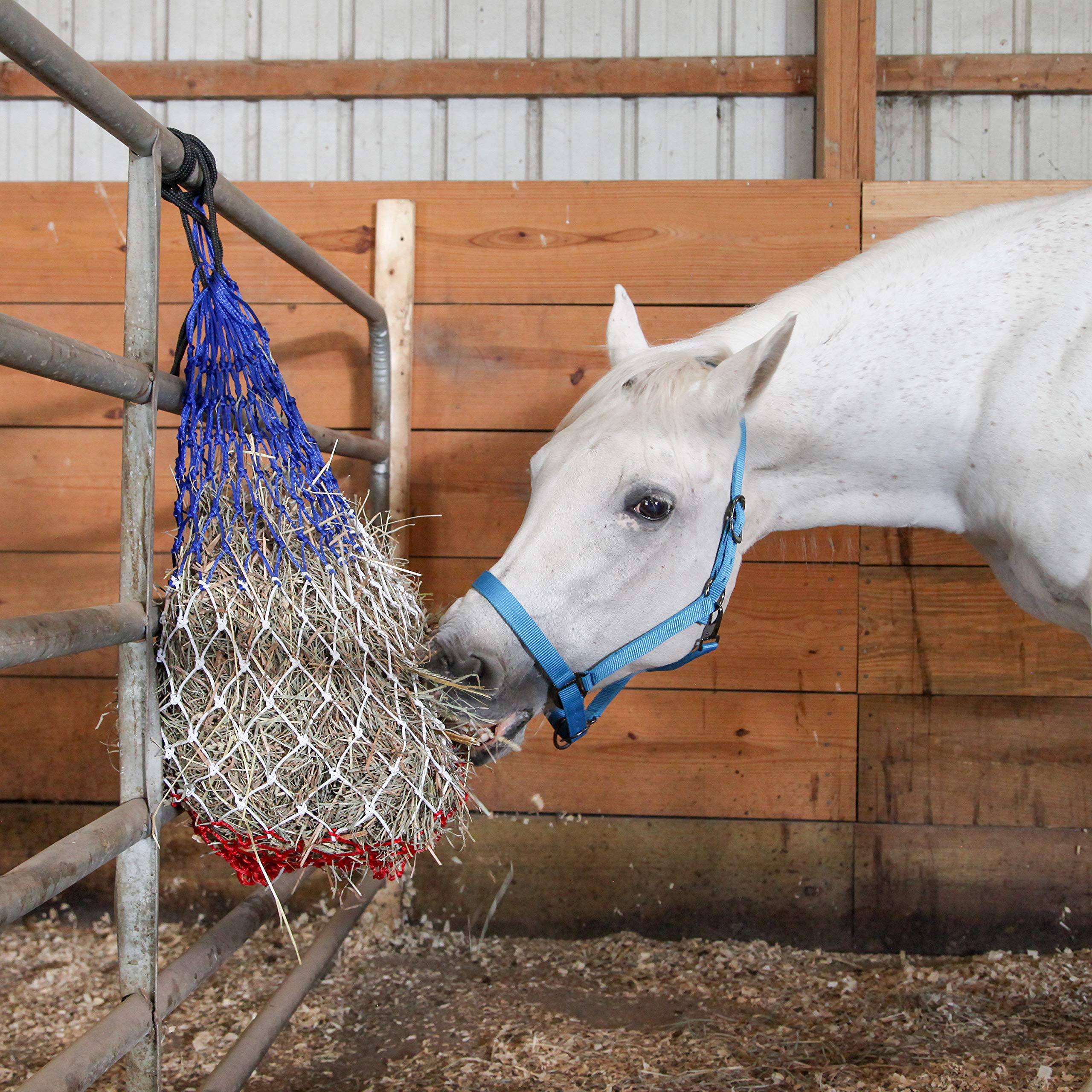 Majestic Ally 2 pcs 42 Long and 2.0x 2.0 Holed Hay Net for Horses, Adjustable Travel Feeder, Regulate Intake of Hay hence Improv