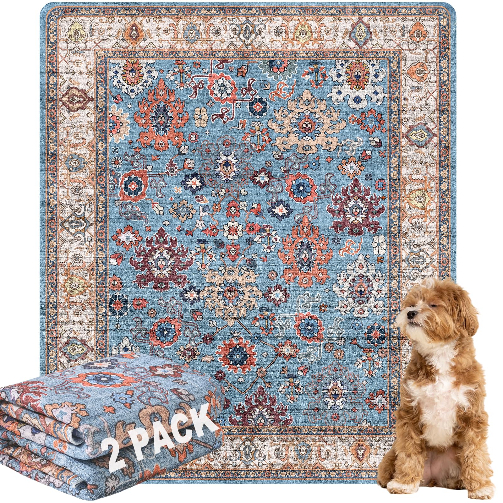 Bomda Non-Slip Washable Pee Pads For Dogs, 2 Pack 36''X41'' Super Absorbent And Leak-Proof Reusable Puppy Pads, Pet Training Pad