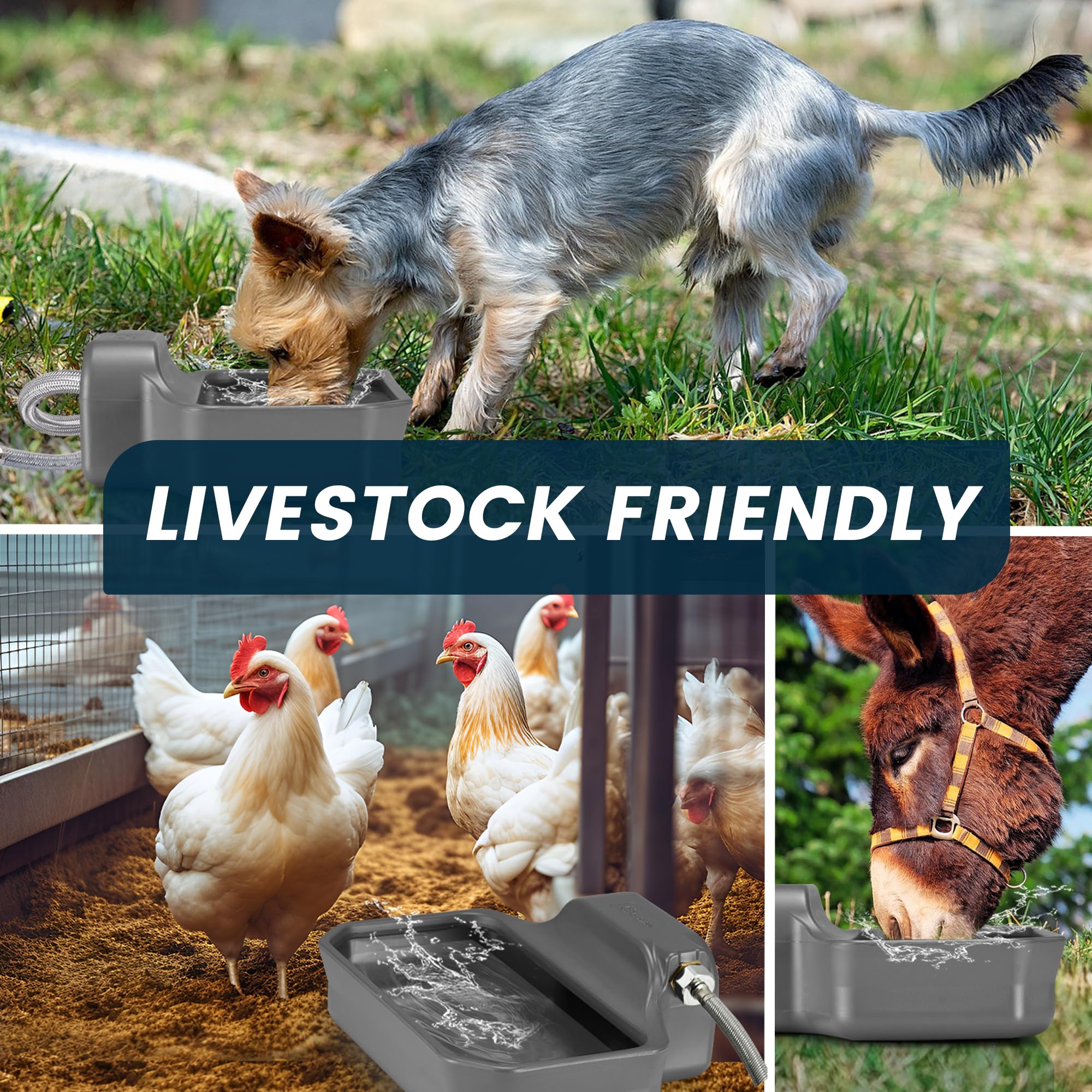 Petimi Automatic Dog Water Dispenser, 1 Gallon Auto-Fill Dog Water Bowl Dispenser For Indoor/Outdoor, Large Water Feeder For Pet