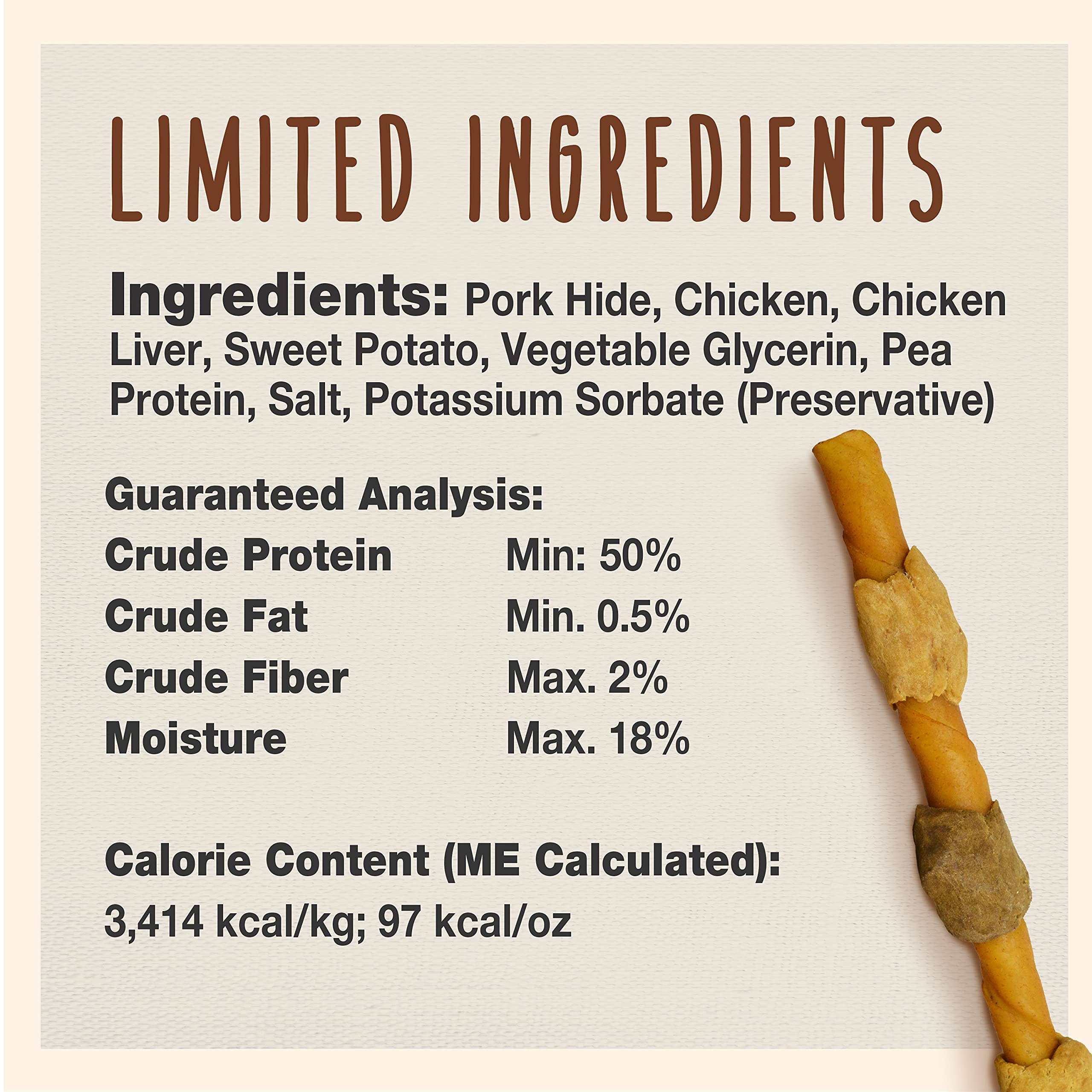 Cadet Gourmet Shish Kabob Dog Treats for Large Dogs, Healthy & Natural Chicken & Sweet Potato Chew Sticks, Pork Hide, Extra Larg