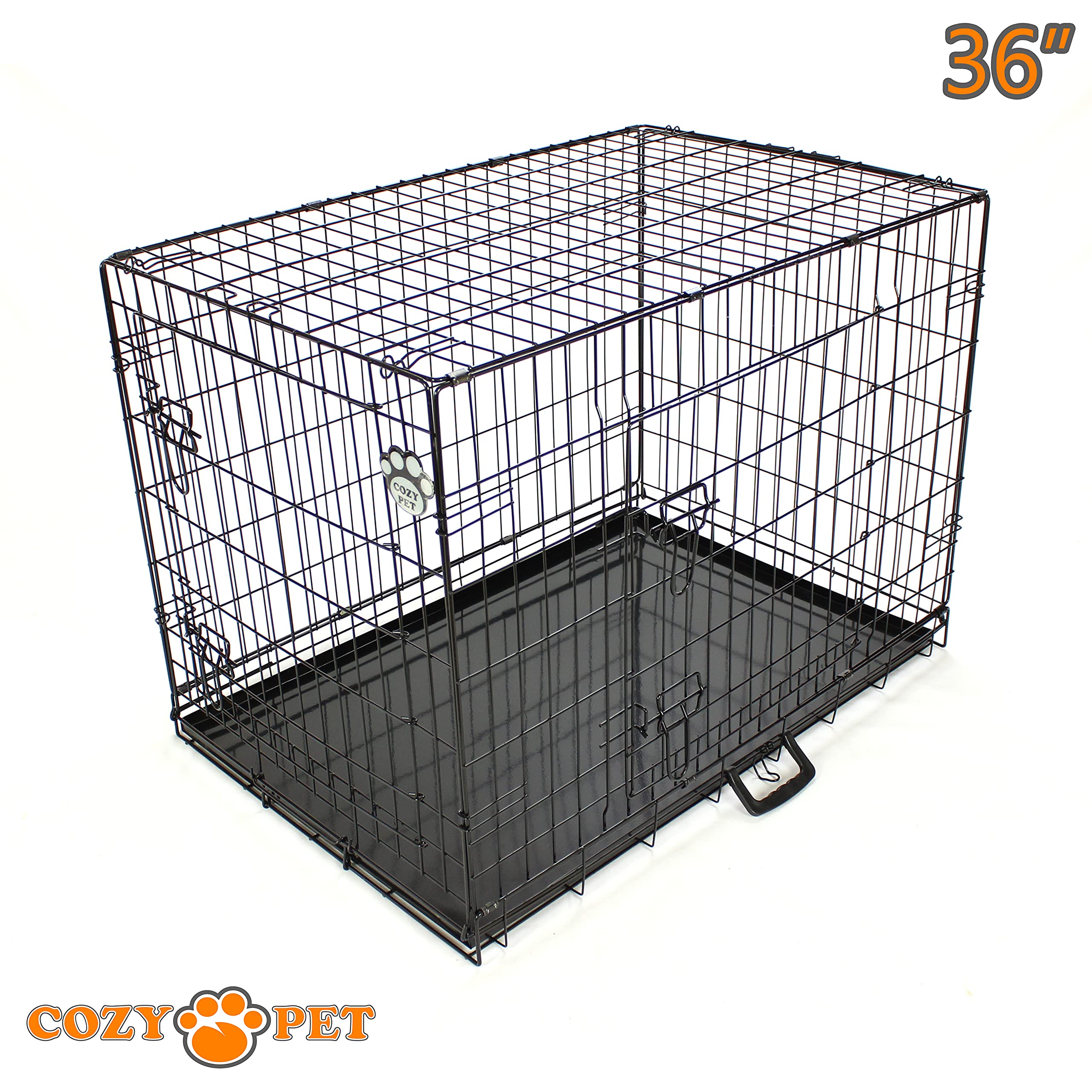 Cozy Pet Dog Cage 36' Black Metal Tray Folding Puppy Crate Cat Carrier Dog Crate Dc36B. (We Do Not Ship To The Channel Islands.)
