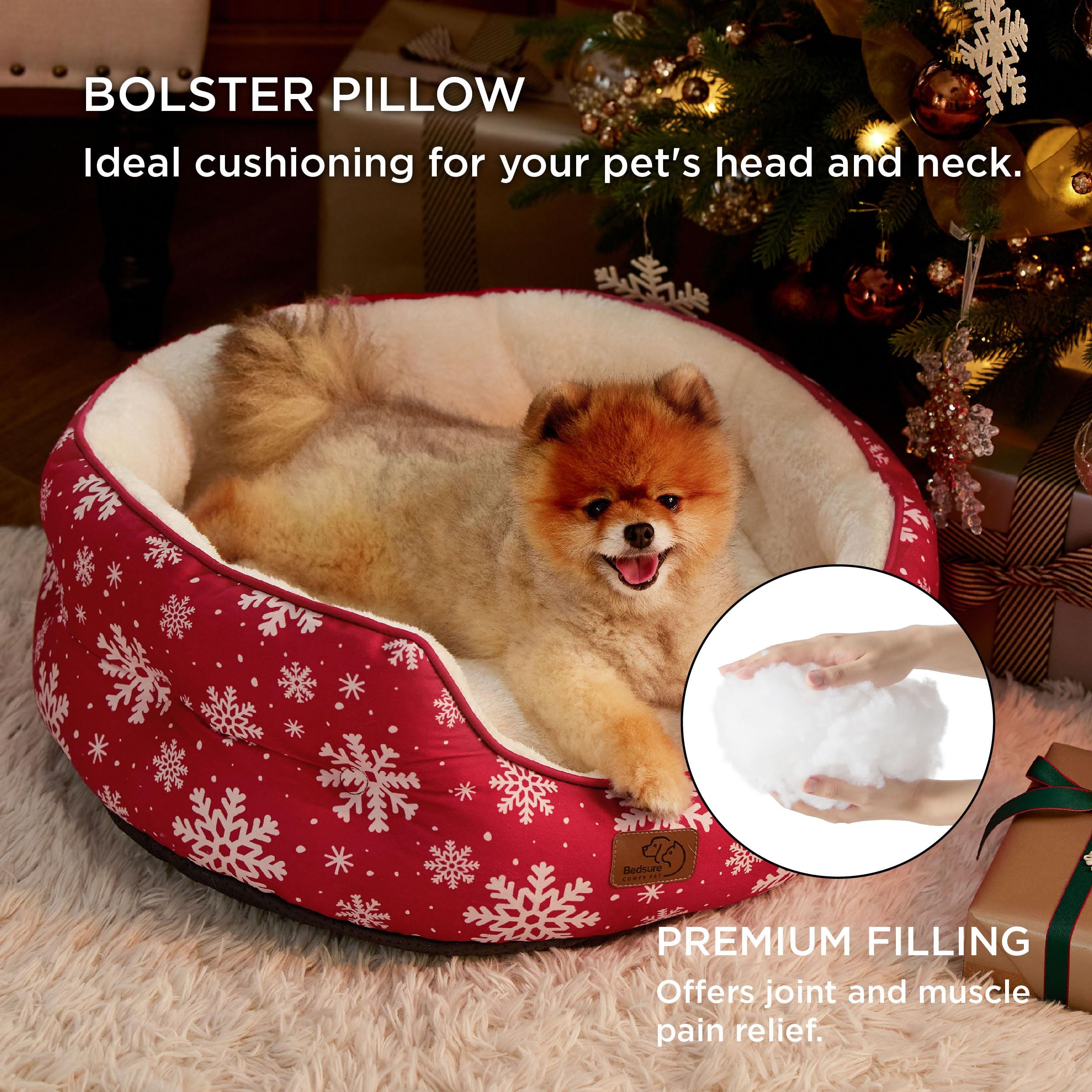 Bedsure Dog Beds For Small Dogs - Round Cat Beds For Indoor Cats, Washable Pet Bed For Puppy And Kitten With Slip-Resistant Bottom, 25 Inches, Brown