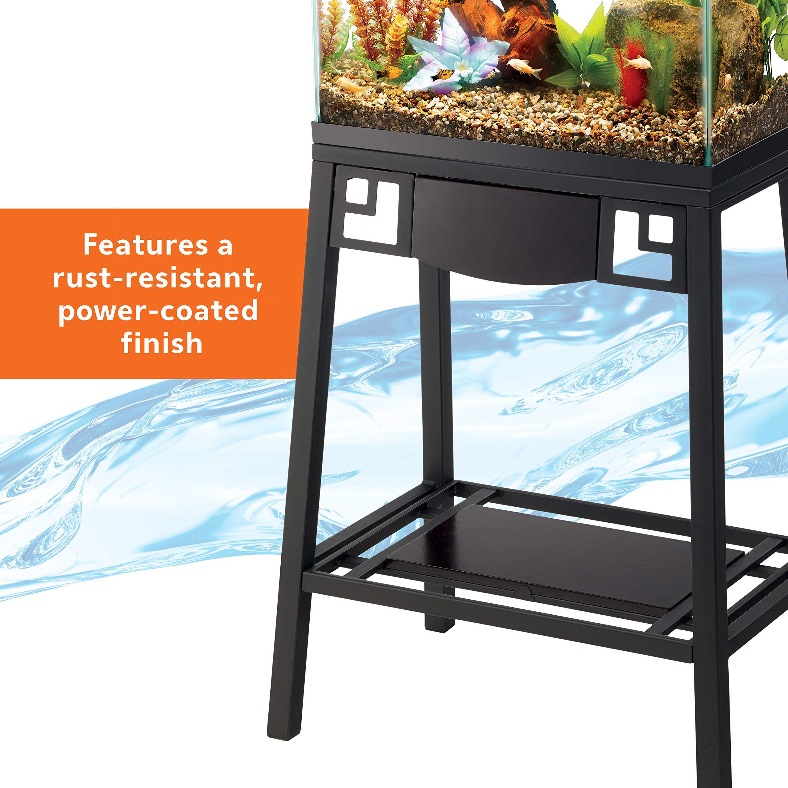 Aqueon Metal 20 Gallon Long/29 Gallon High Fish Tank Aquarium Stand, 30' L X 12' W X 28.25' H