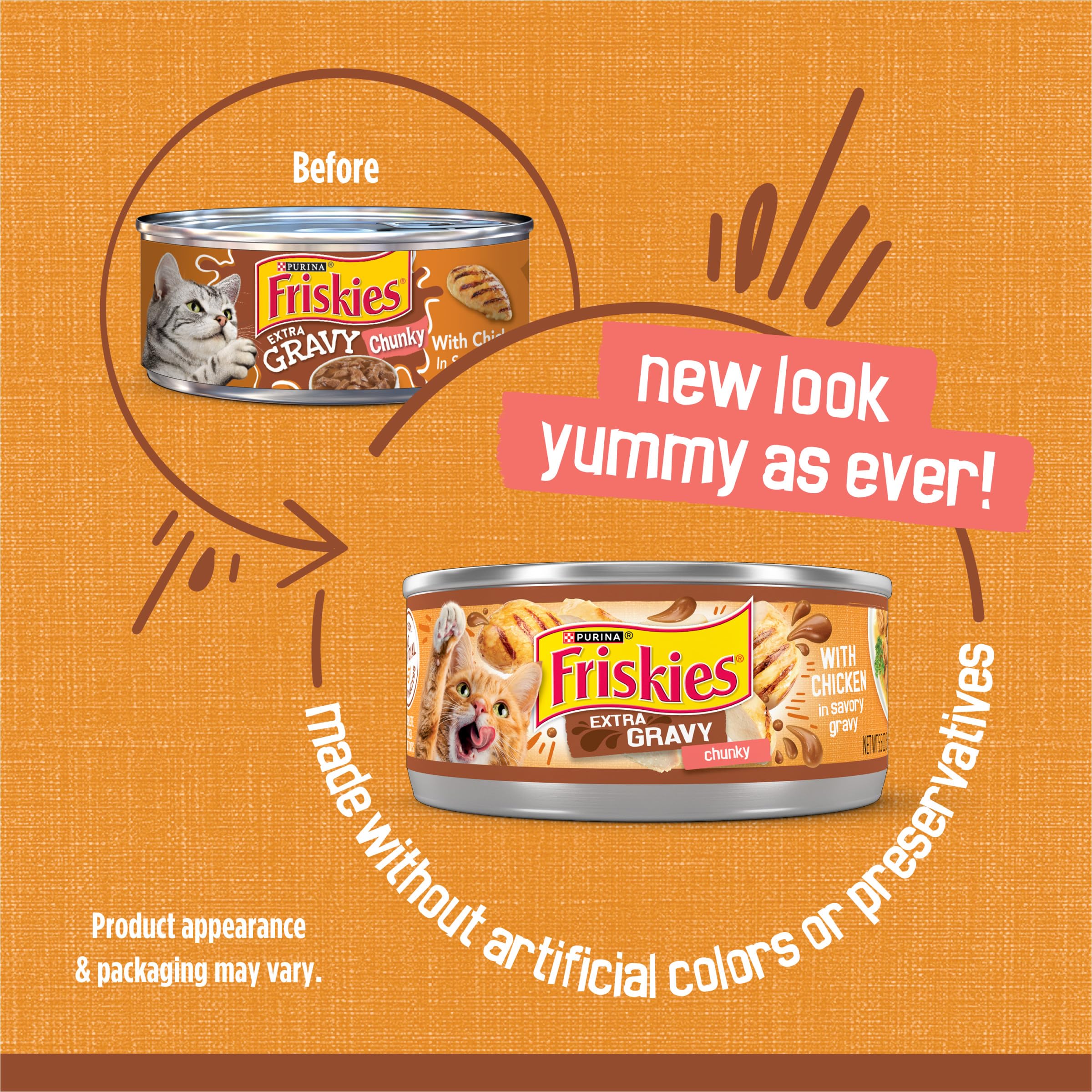 Purina Friskies Extra Gravy Wet Cat Food Chunky Chicken in Savory Gravy - (Pack of 24) 5.5 oz. Cans