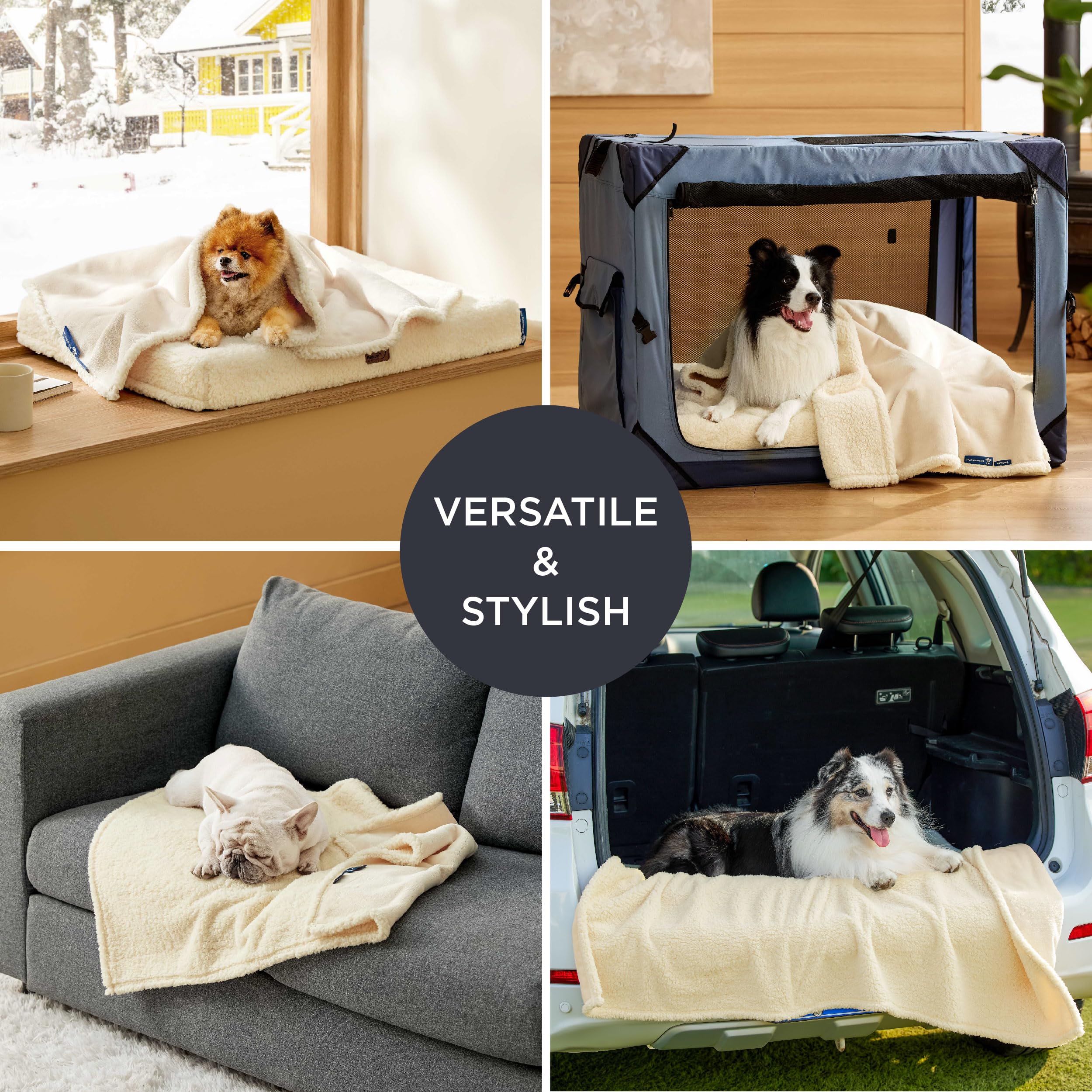 Bedsure Self Warming Blanket for Large Dogs - Waterproof, Washable Couch Protector, Sherpa Fleece Puppy Blanket, Soft Plush Reve
