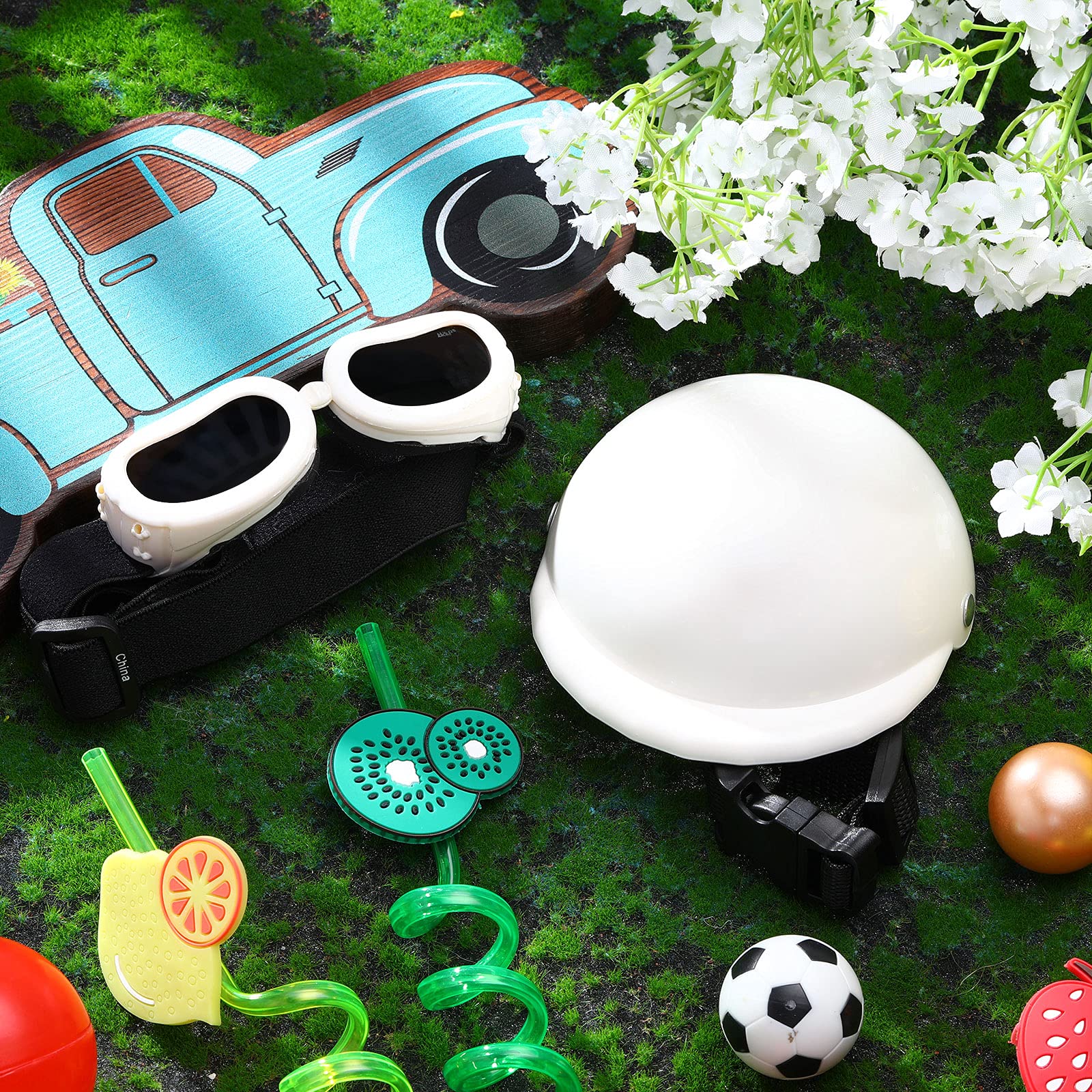 Pet Dog Helmet And Dog Goggles Set 4 Inch Padded Puppy Motorcycle Helmet Sunglasses Safety Cap Hard Hat Adorable Puppy Goggles W
