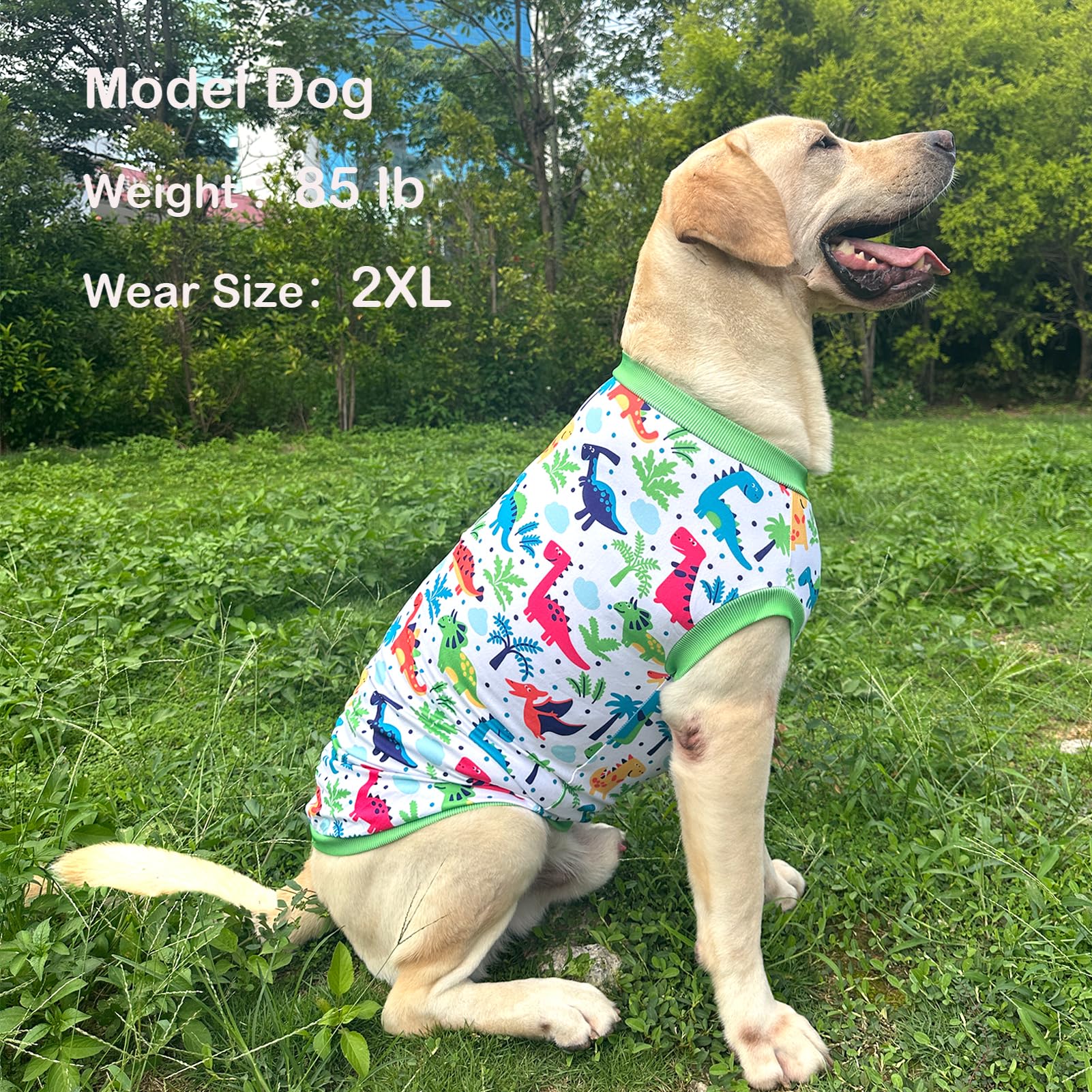 Dog Sleeveless T Shirt Dinosaur Prints Vest Shirt Soft Stretchy Summer Clothes For Large Dog Boys Girls Shirt Large,Green