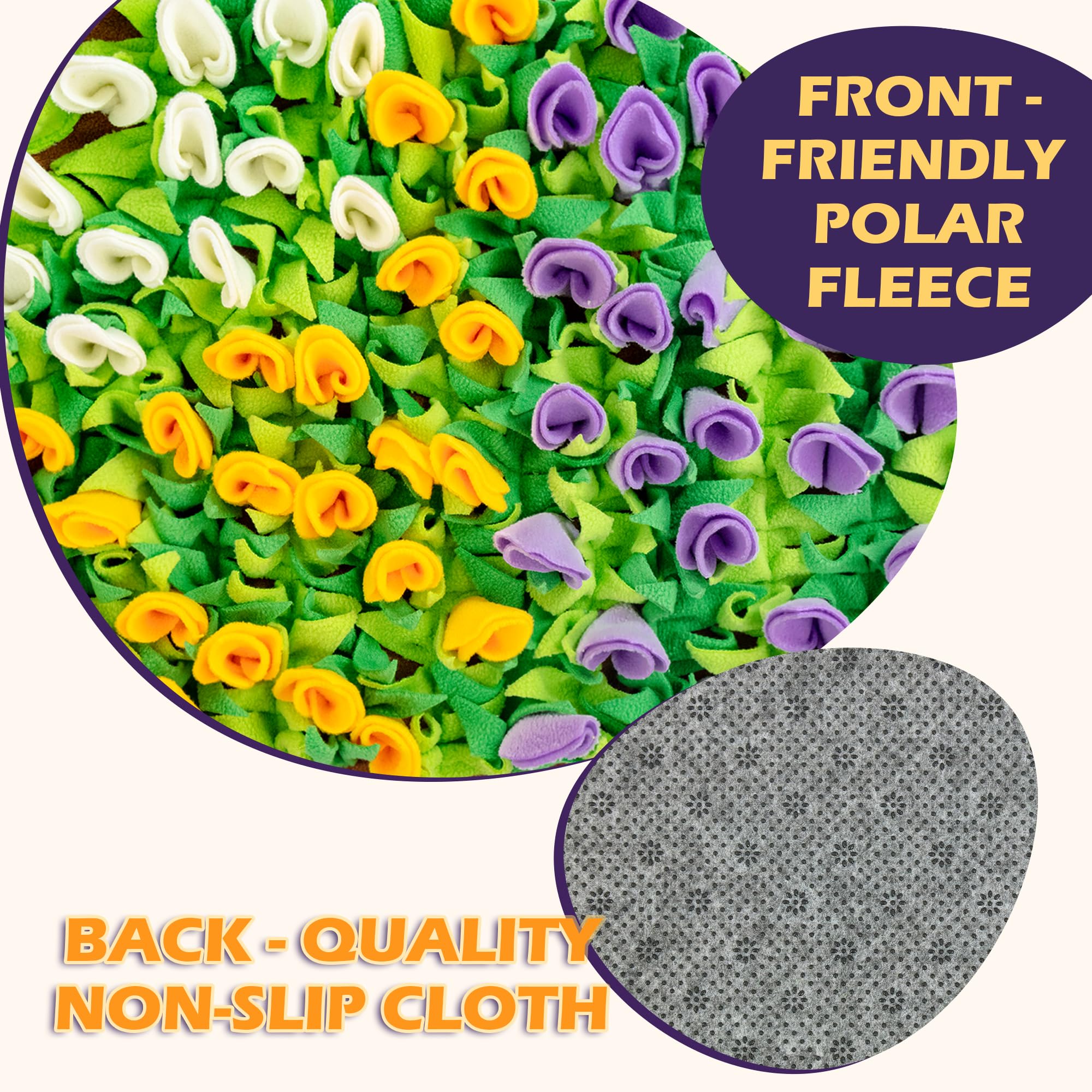 MHTTEC Snuffle Mat for Dogs Tulip Sniffing Mats for Puppy 23.62'' x 15.75'' Nosework Feeding Mat Polar Fleece Interactive Dog Sl