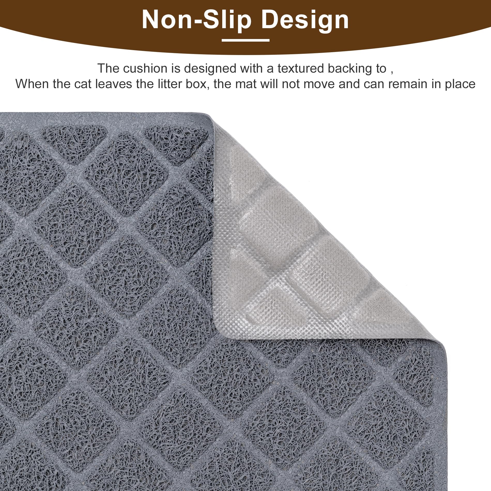 Cat Litter Mat, 23X 14 In Litter Trapping Mat Premium Durable Pvc Pad, Easy To Clean Cat Litter Box Mat, Non-Slip, Urine Waterpr