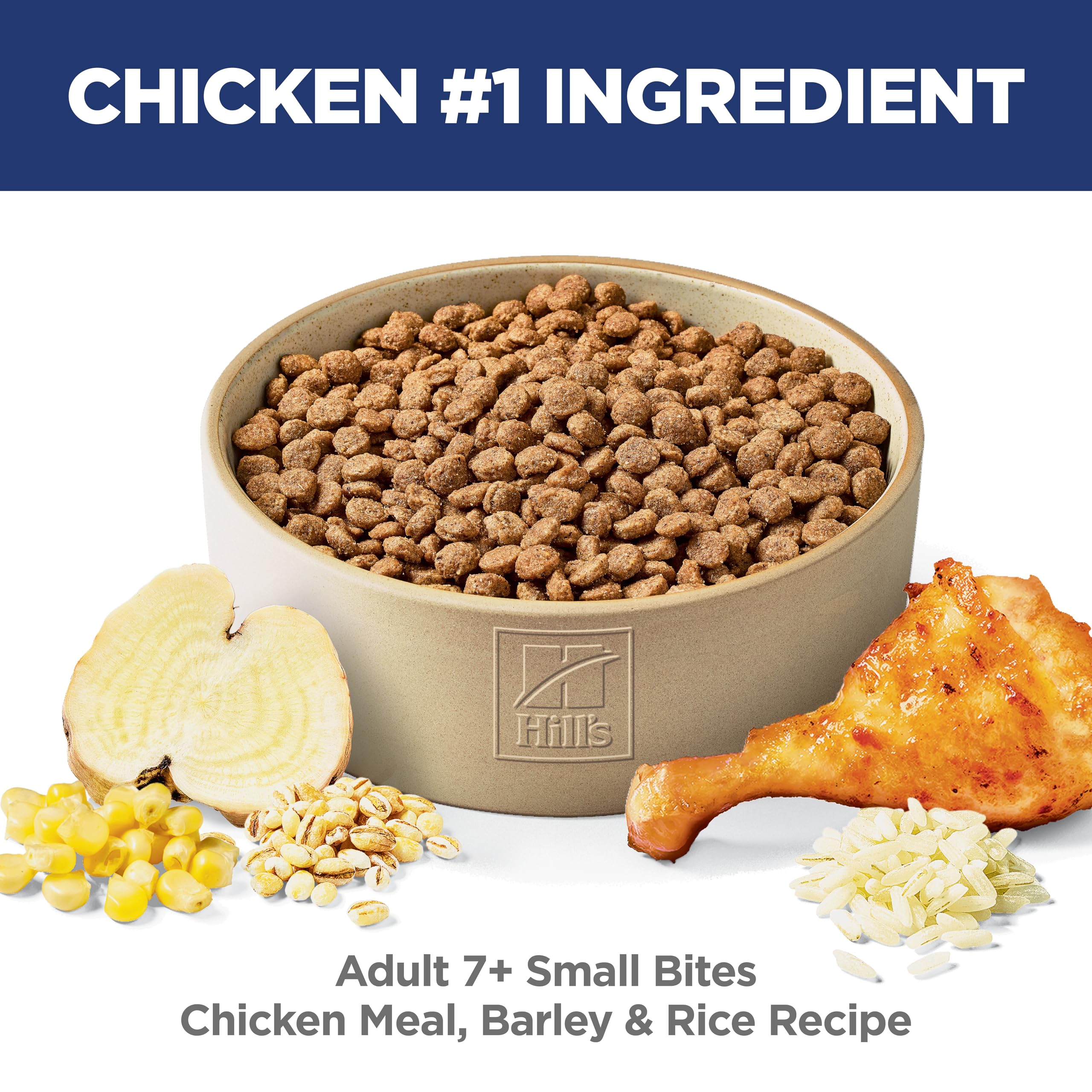 Hill's Science Diet Adult 7+ Dry Dog Food, Chicken & Brown Rice, Small Kibble, 15 lb Bag
